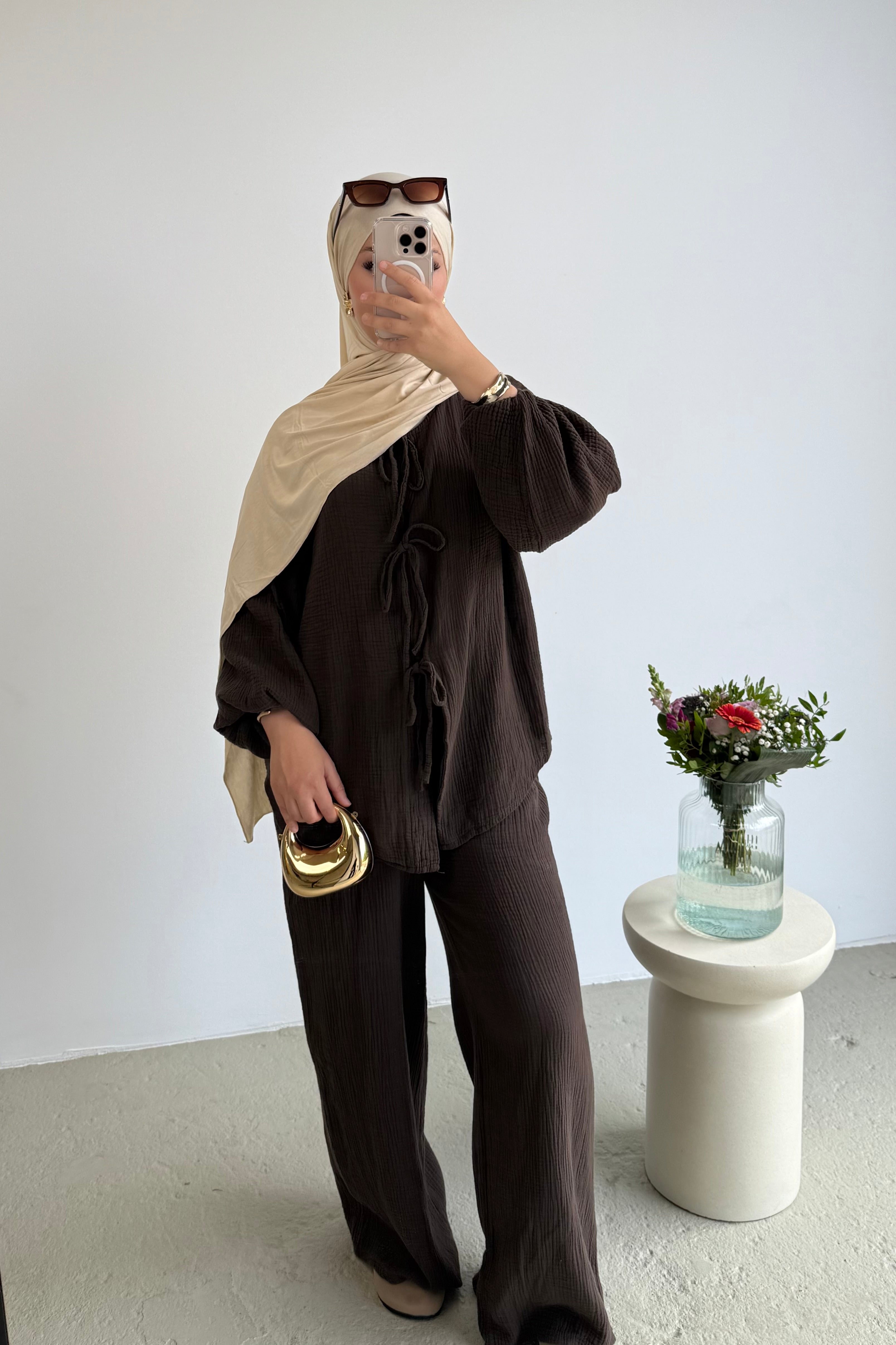 Musselin Hose 2-Teiler mit Bindedetail