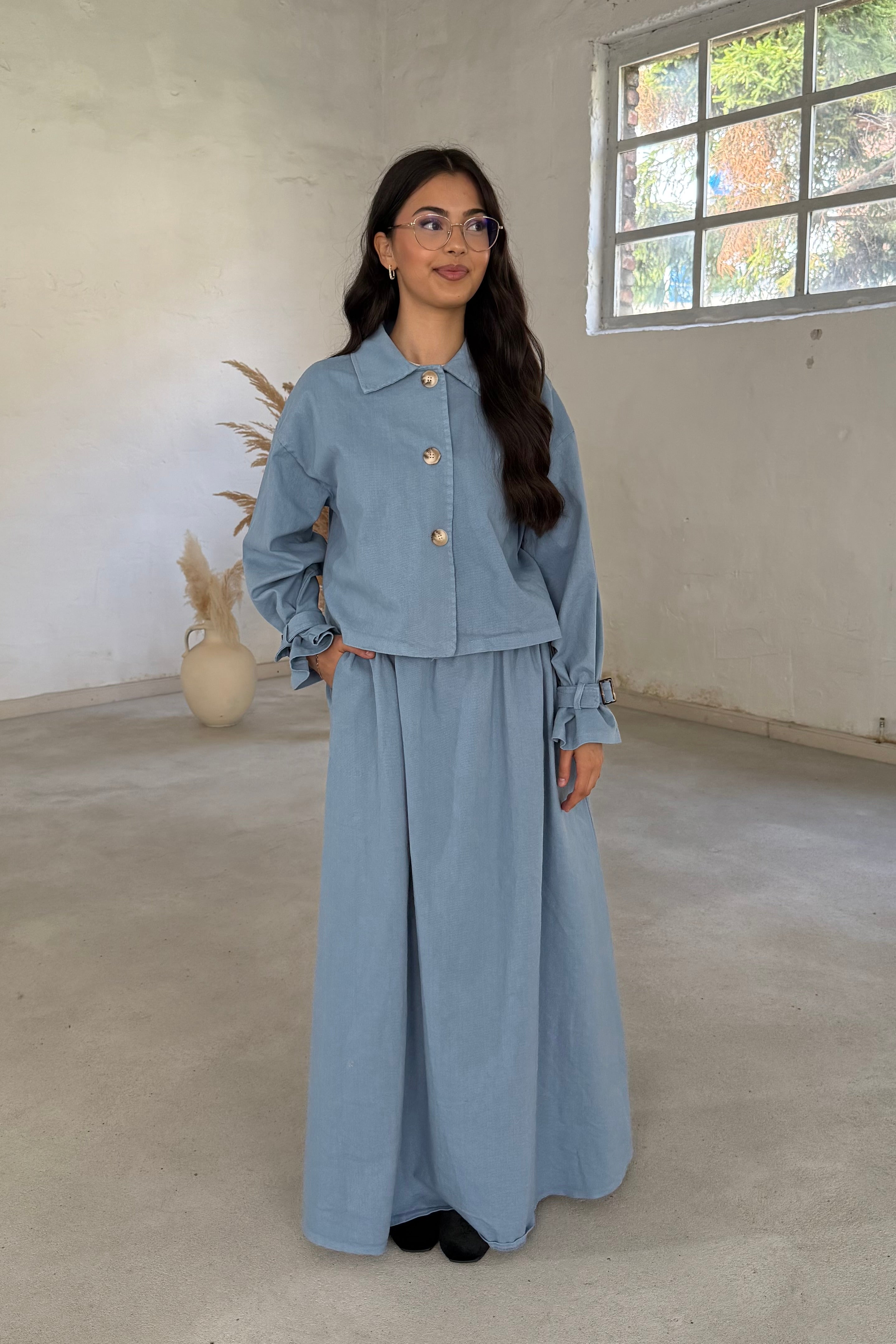 Denim Trenchcoat 2-Teiler