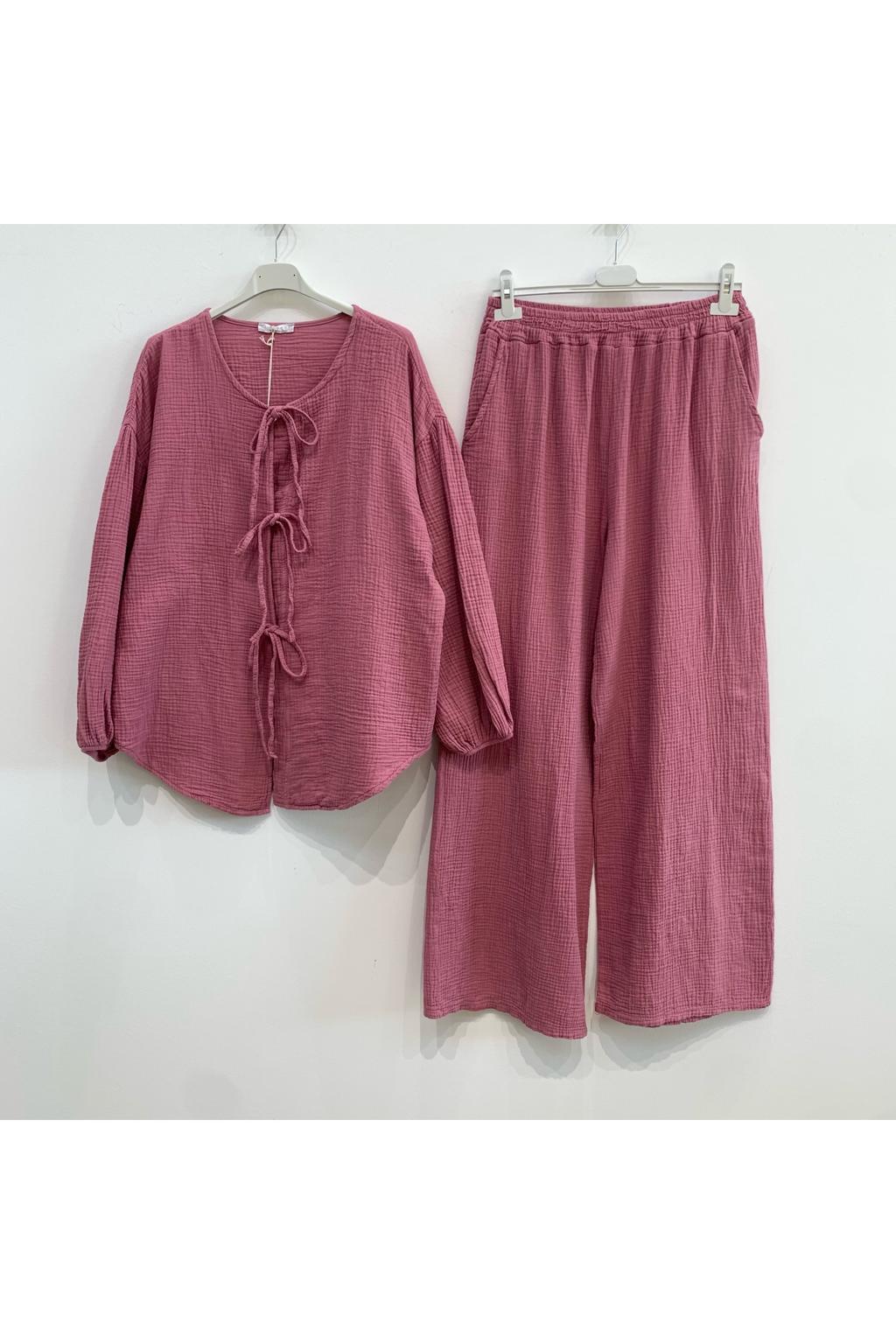 Musselin Hose 2-Teiler mit Bindedetail