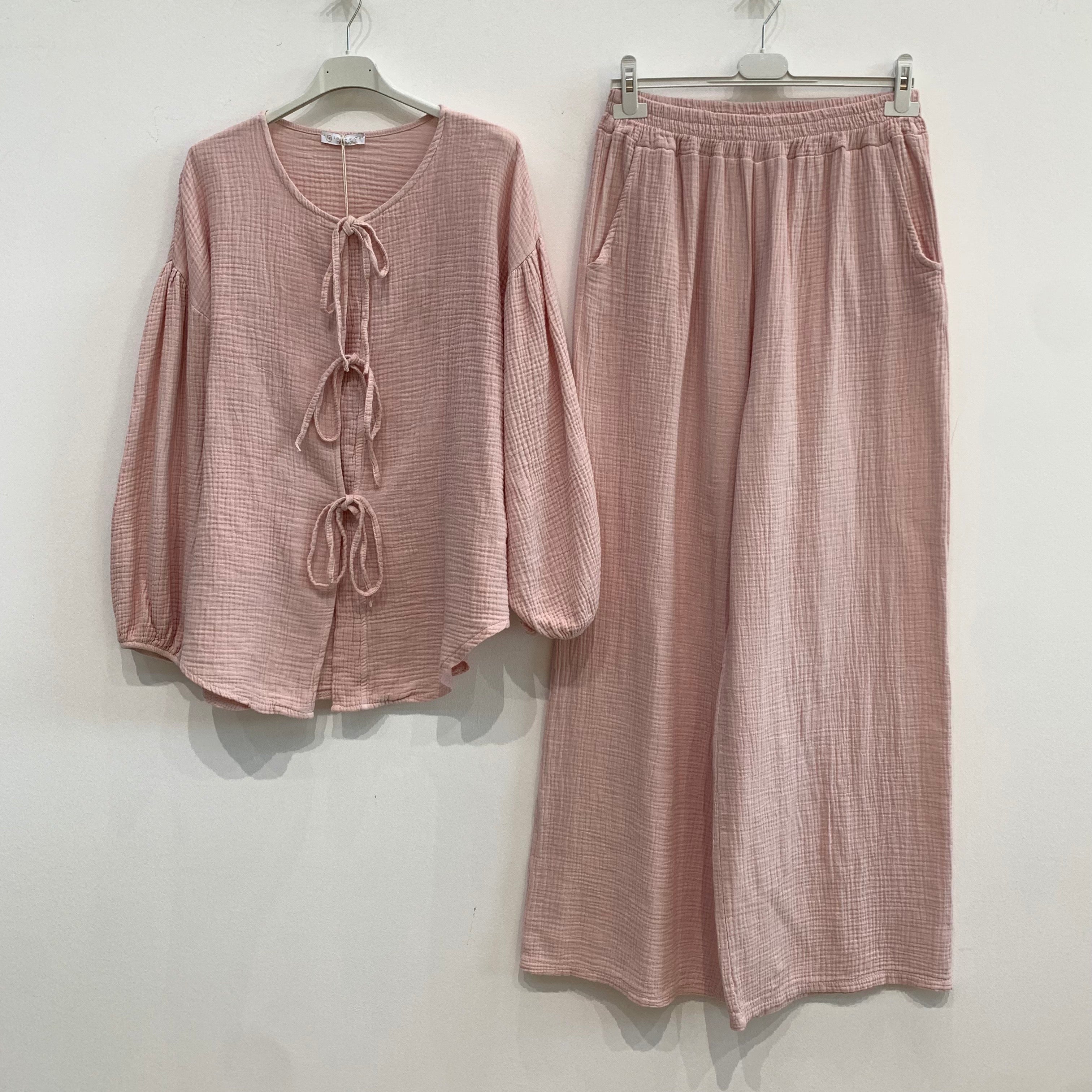 Musselin Hose 2-Teiler mit Bindedetail