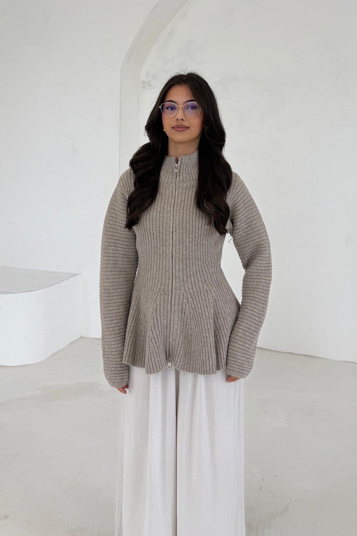 Taillierter Strick Pullover