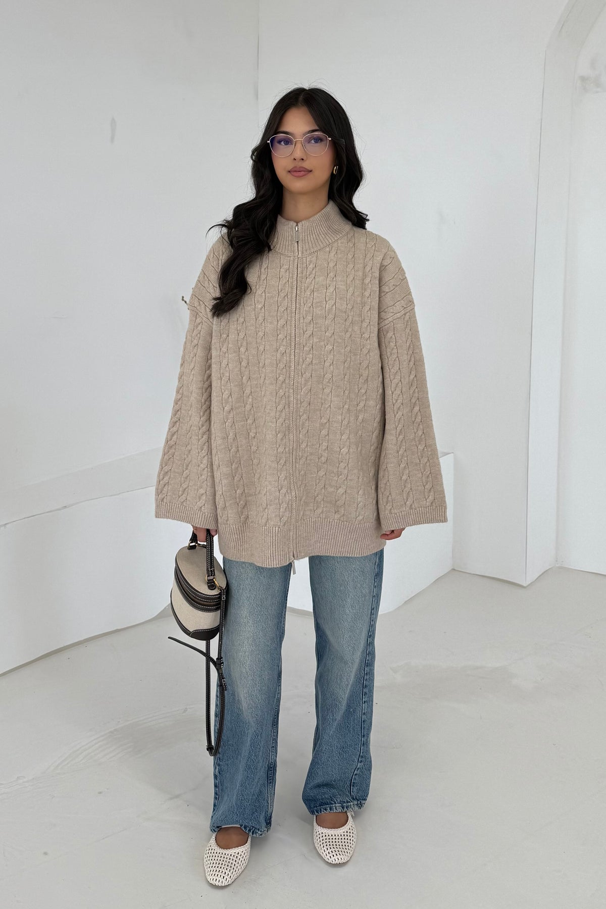 Ece Cardigan mit Zopfmuster