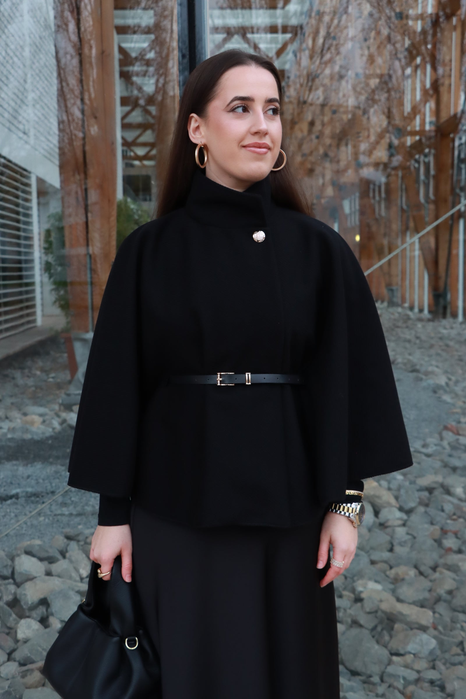 Cape mit Gürtel in kurz