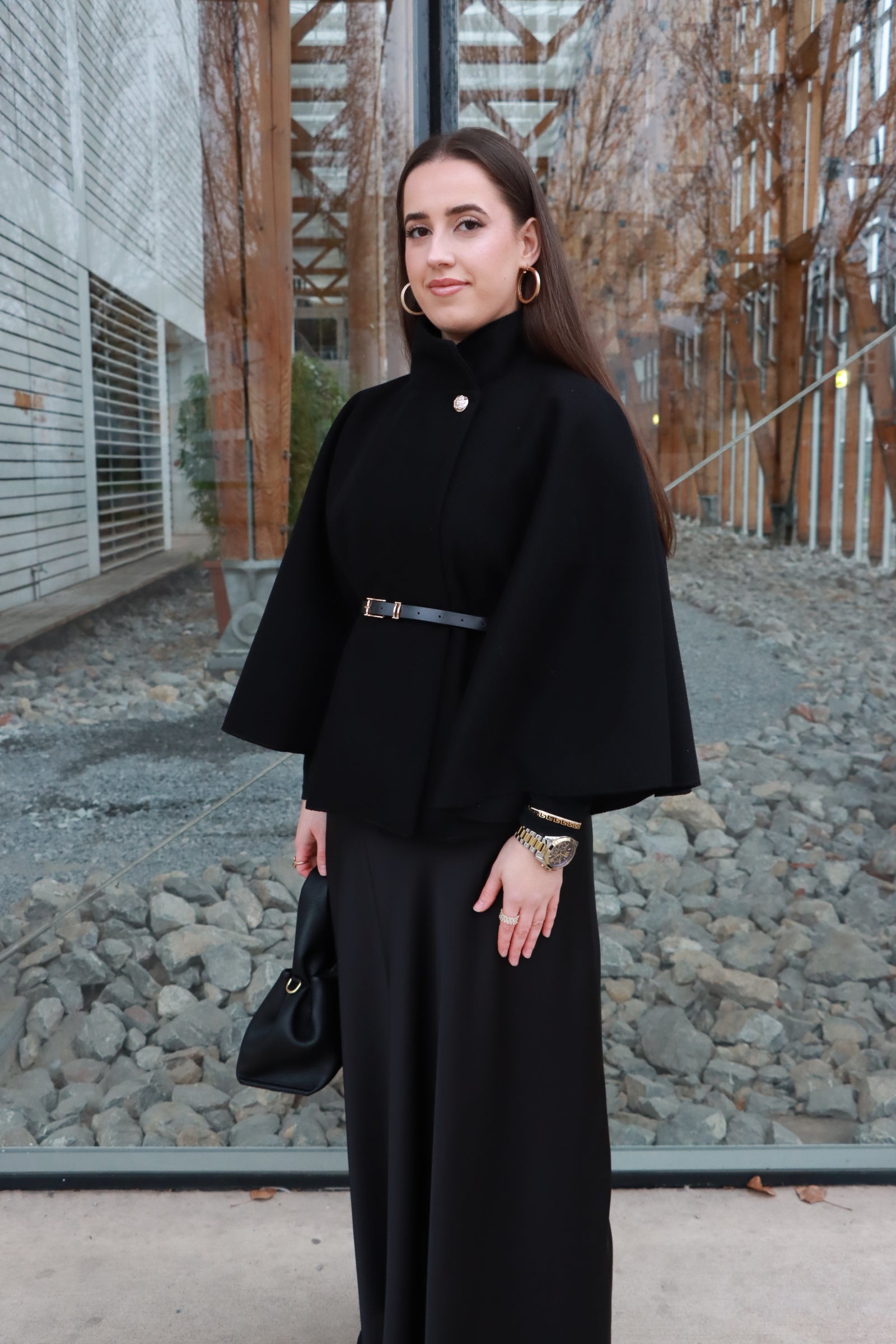 Cape mit Gürtel in kurz