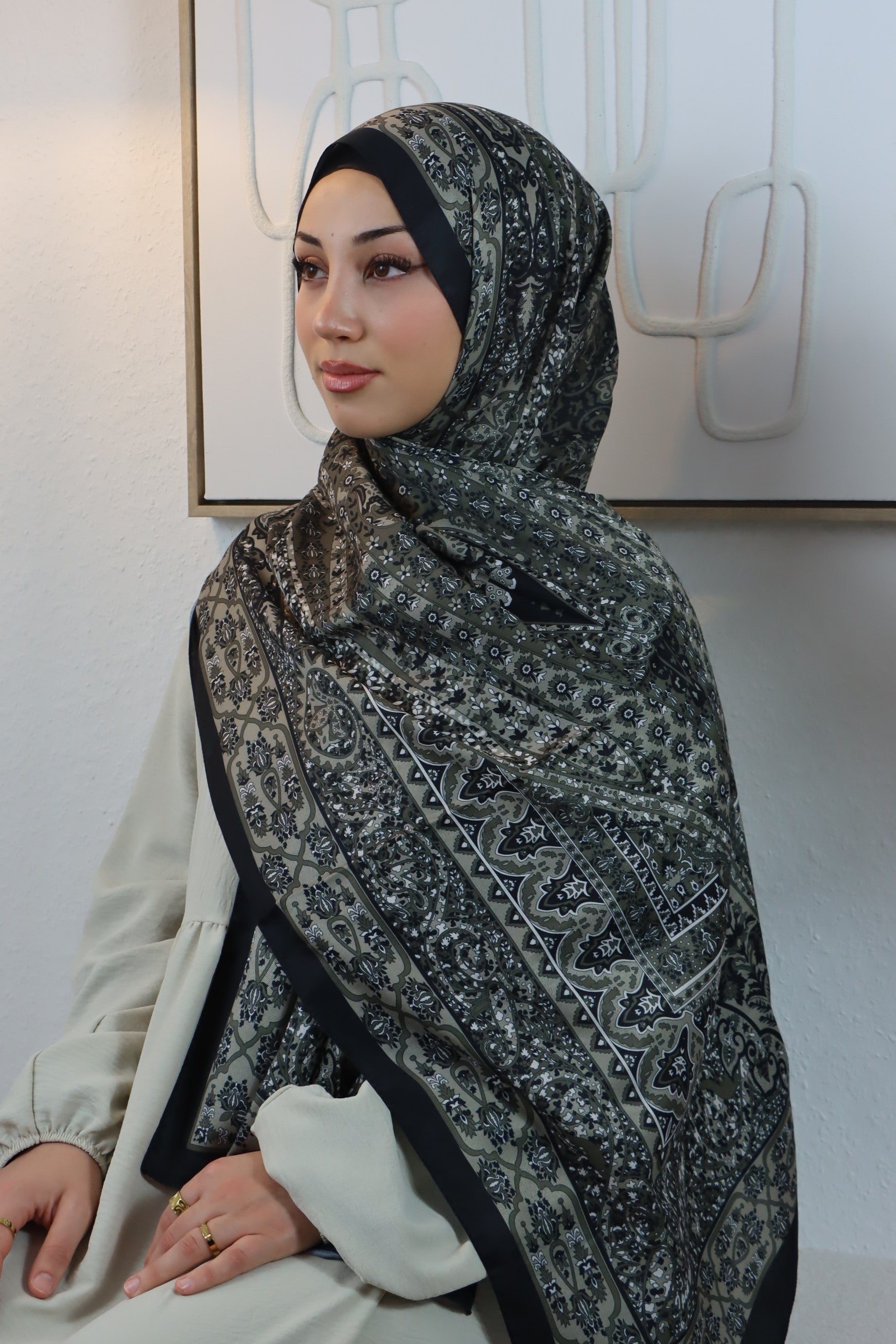 Bohéme Hijab in Schwarz