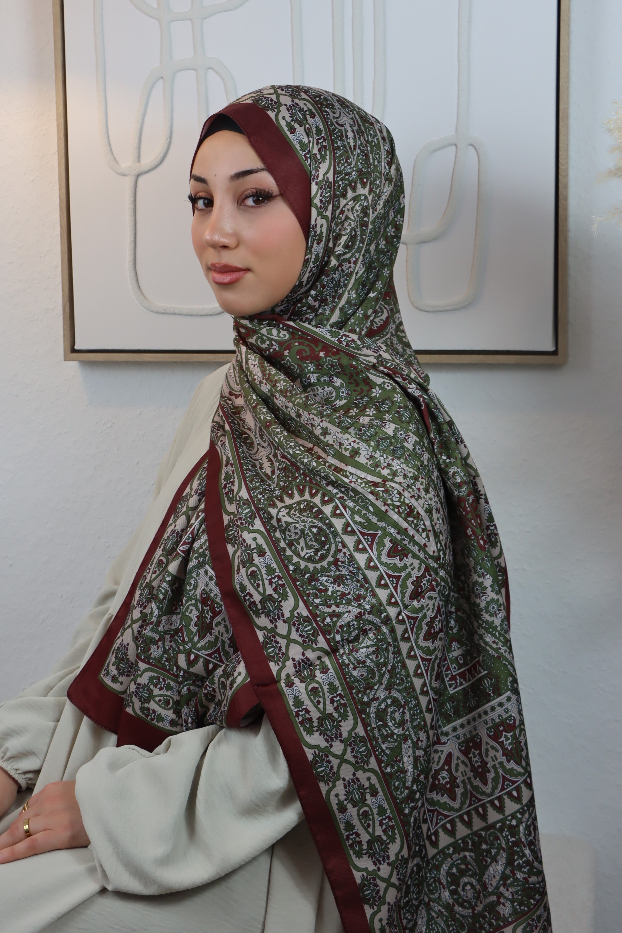 Bohéme Hijab Bordeux/Grün
