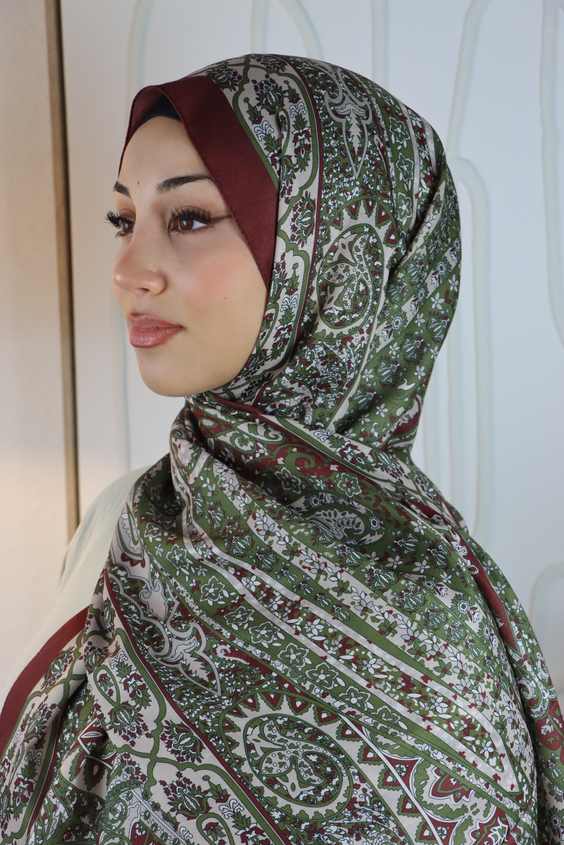 Bohéme Hijab Bordeux/Grün