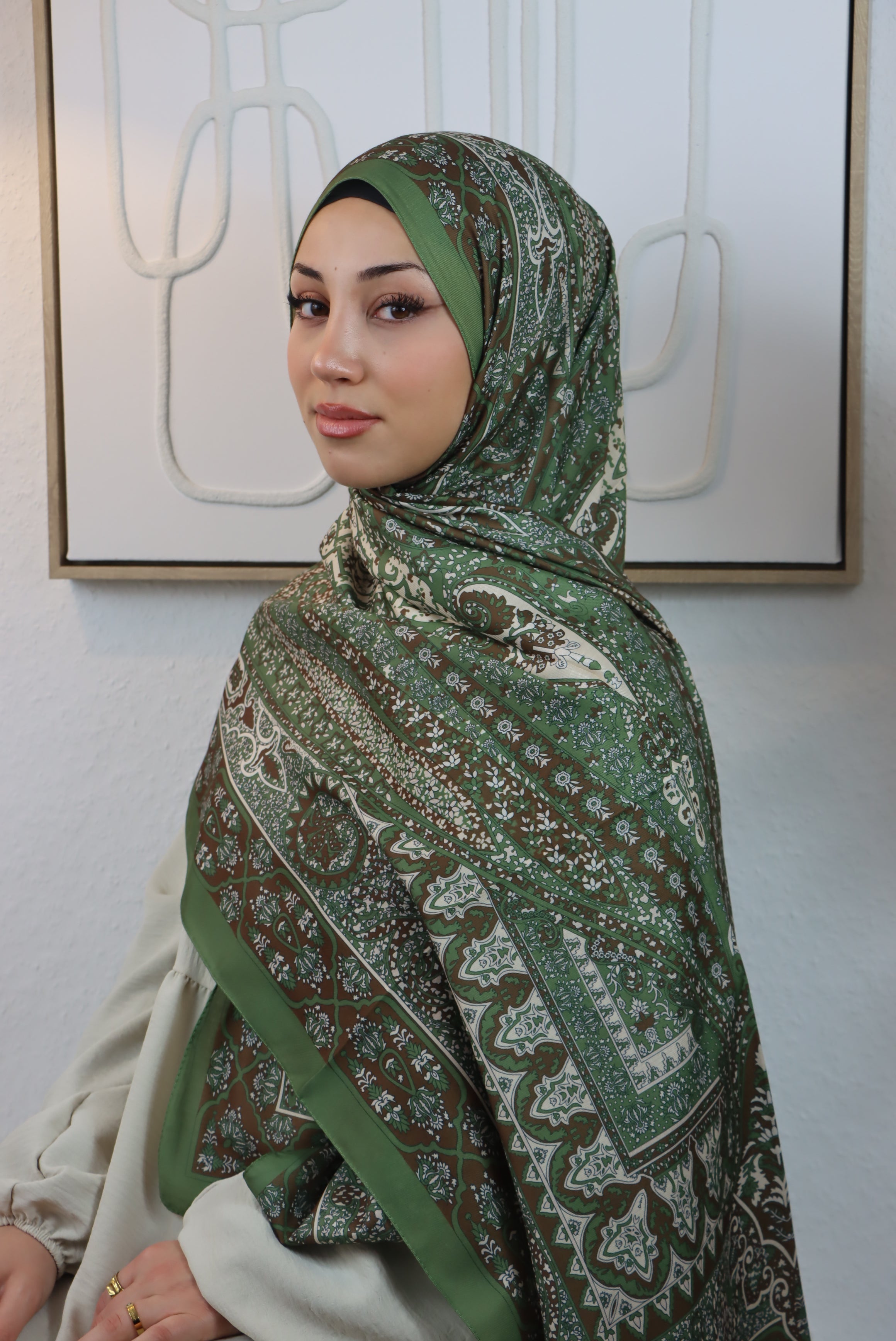 Bohéme Hijab Grün/Braun