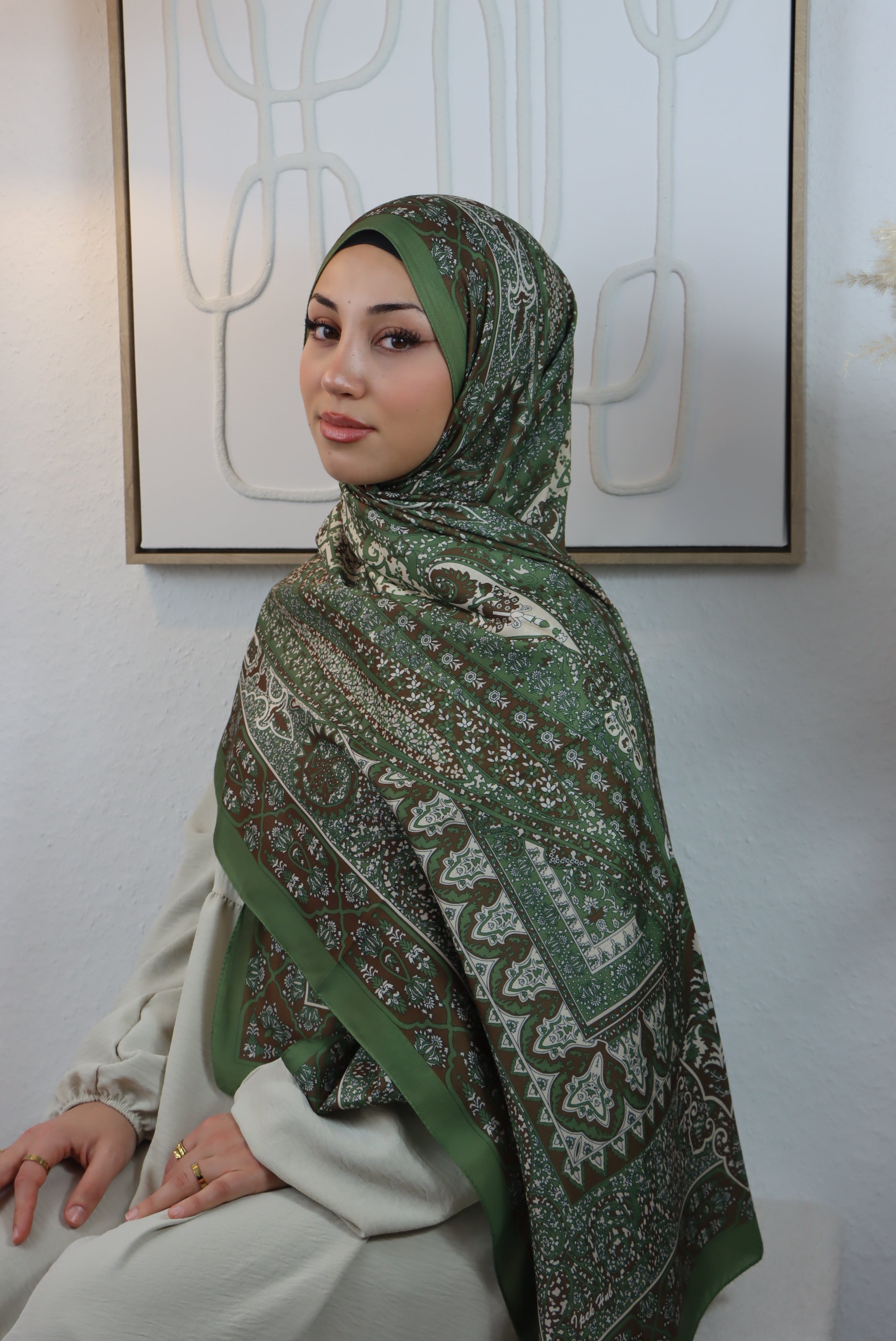 Bohéme Hijab Grün/Braun