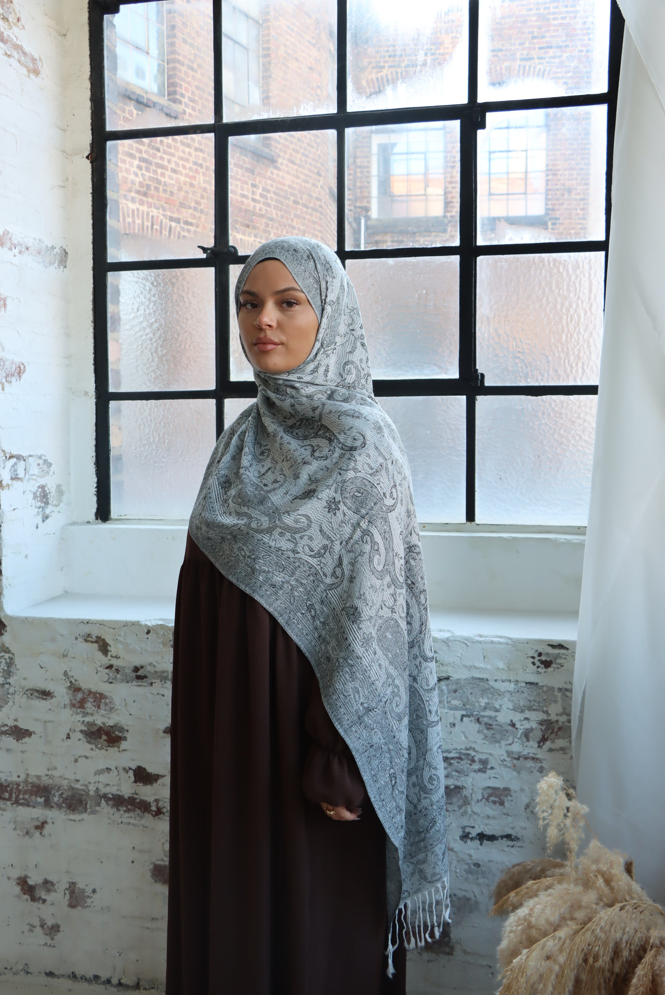 Pashmina gris/noir