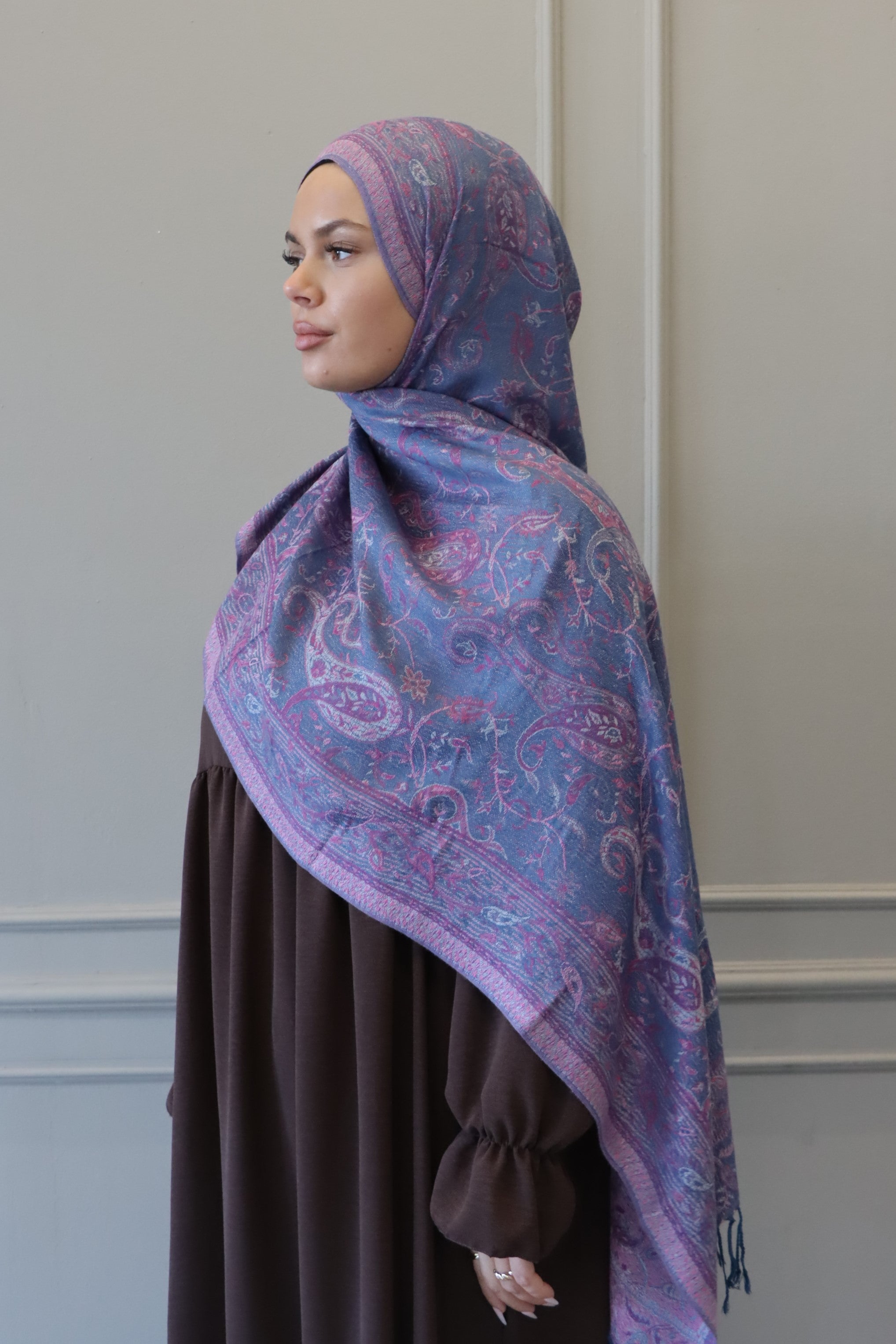 Pashmina bleu pétrole