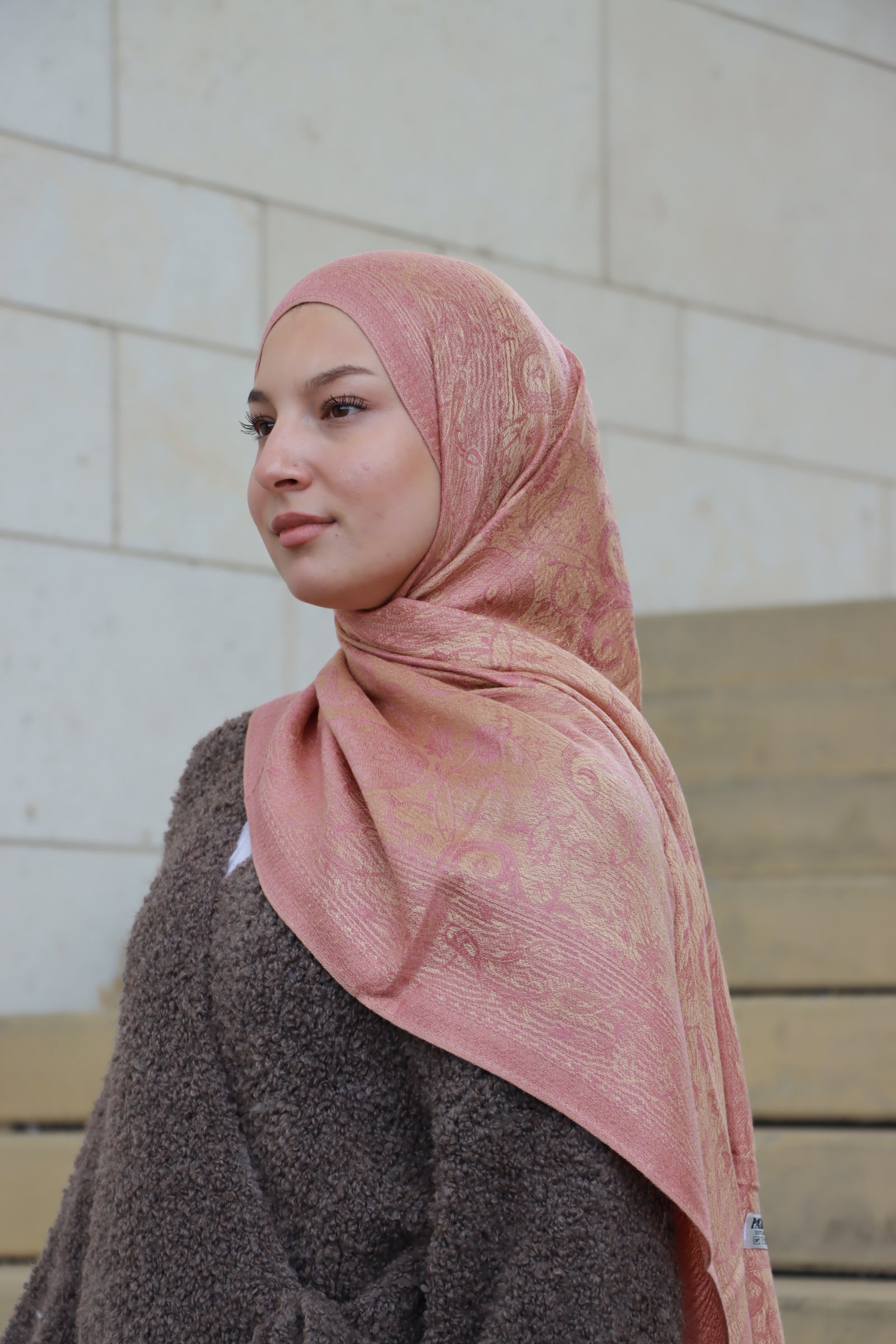 Pashmina couleur abricot