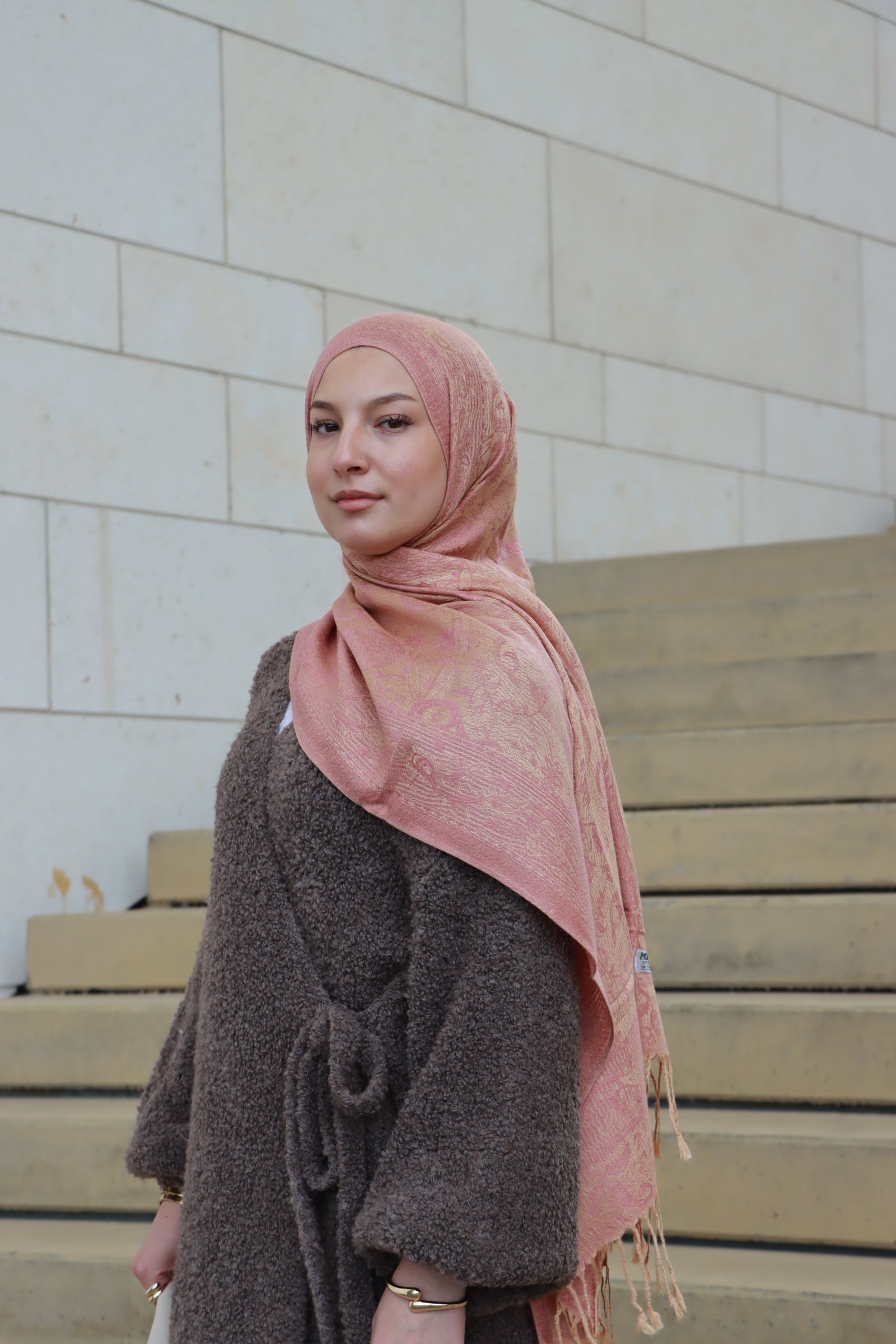 Pashmina couleur abricot