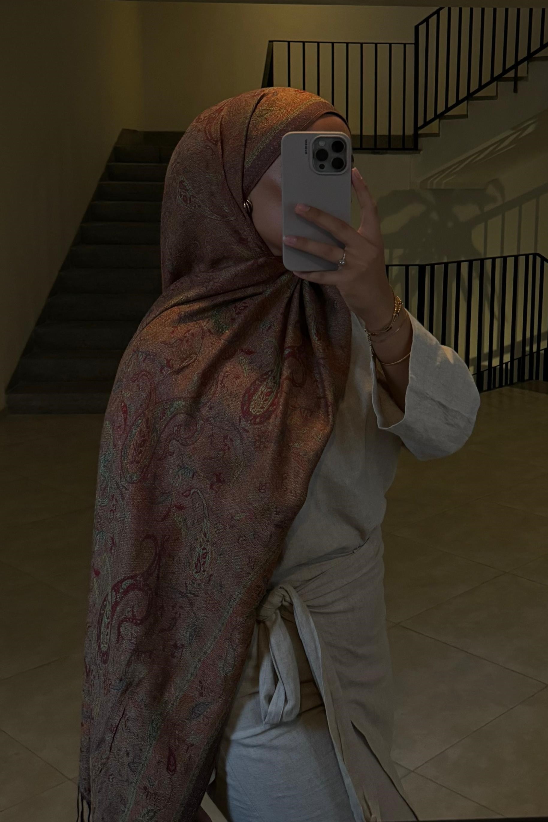 Pashmina marron châtain