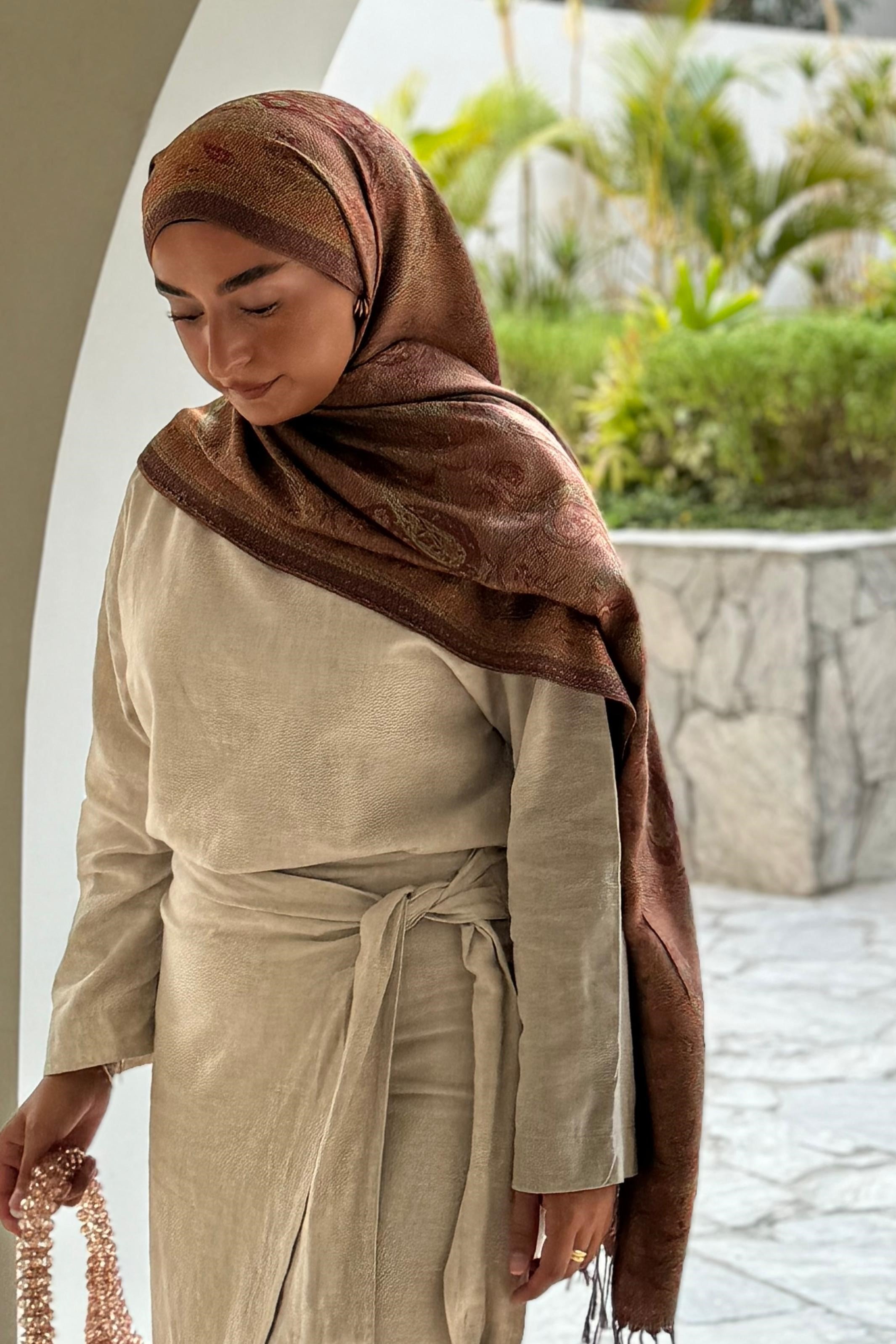 Pashmina marron châtain