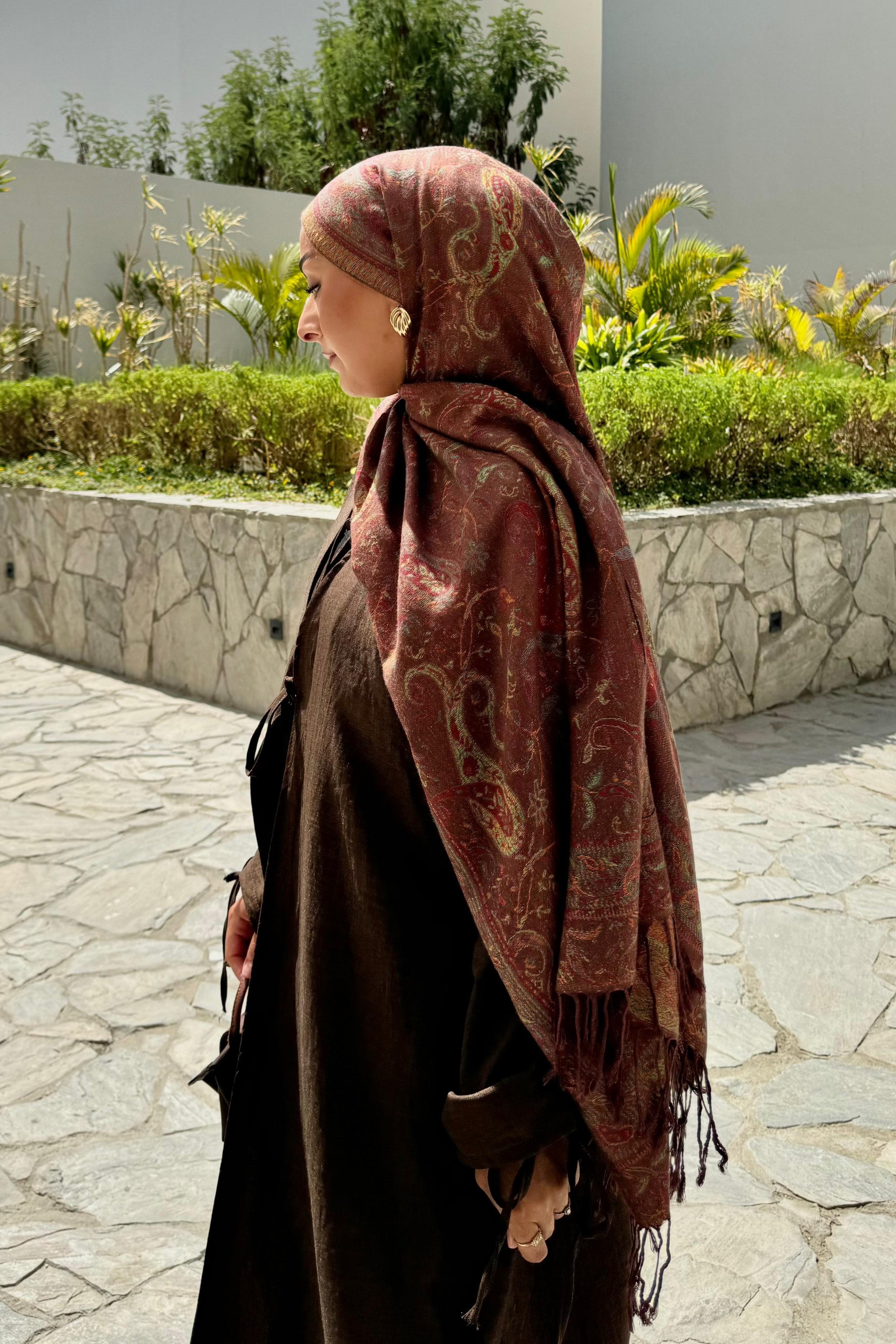 Pashmina marron châtain