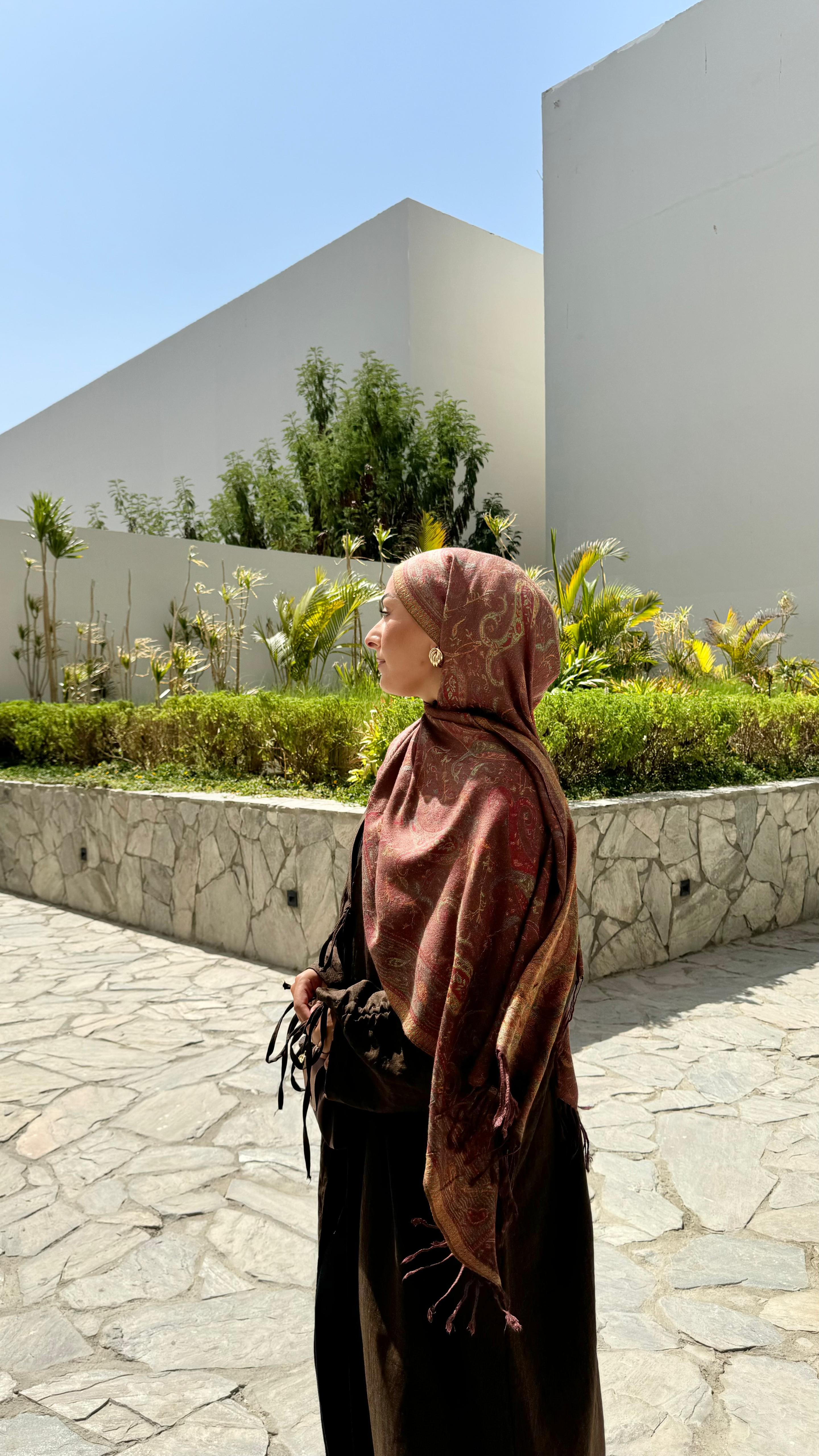 Pashmina marron châtain