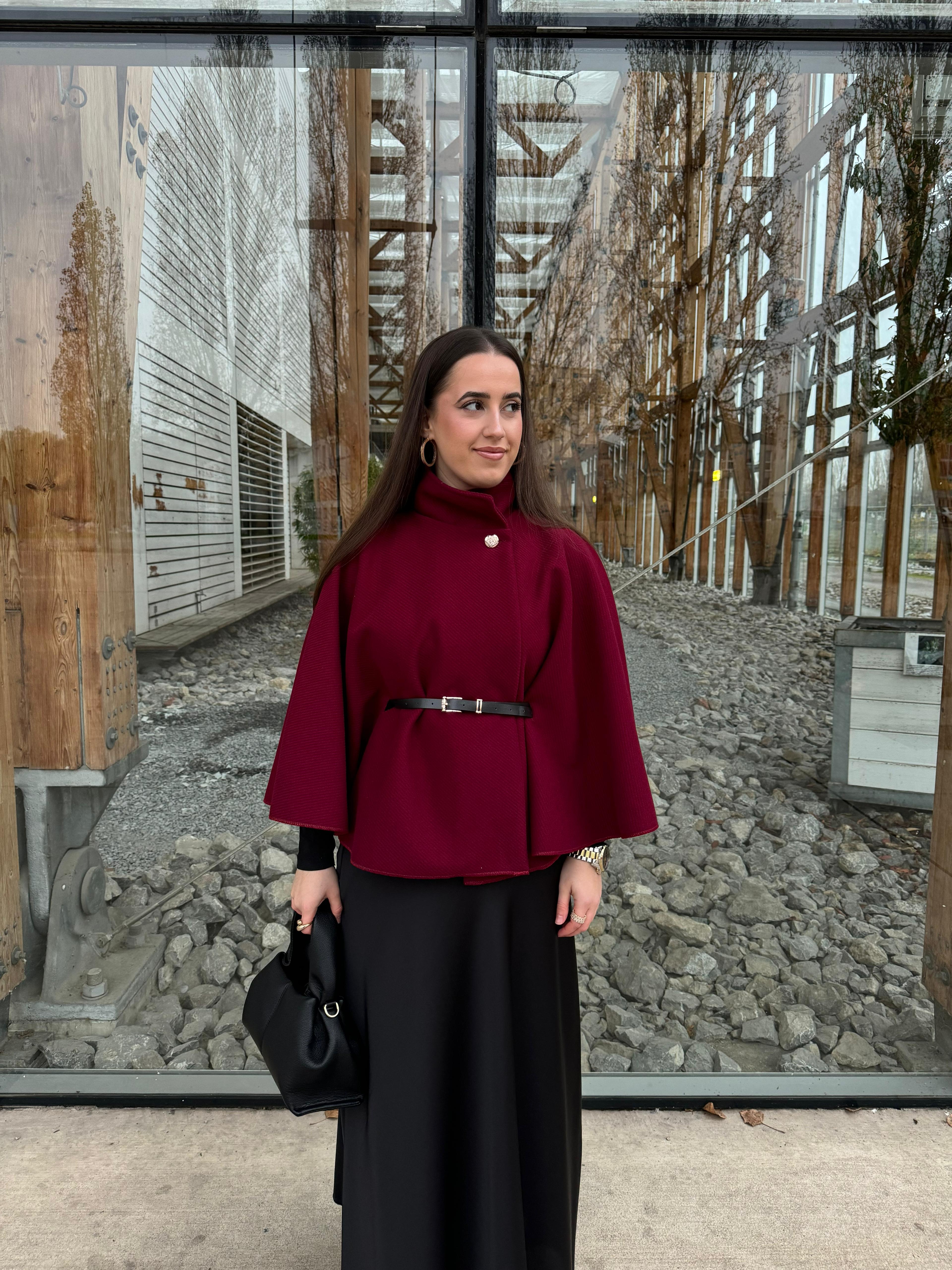 Cape mit Gürtel in kurz