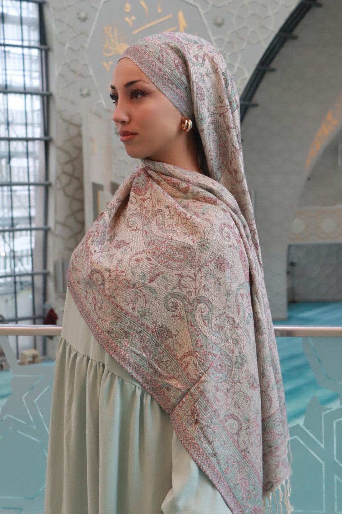 Pashmina crème/rouge