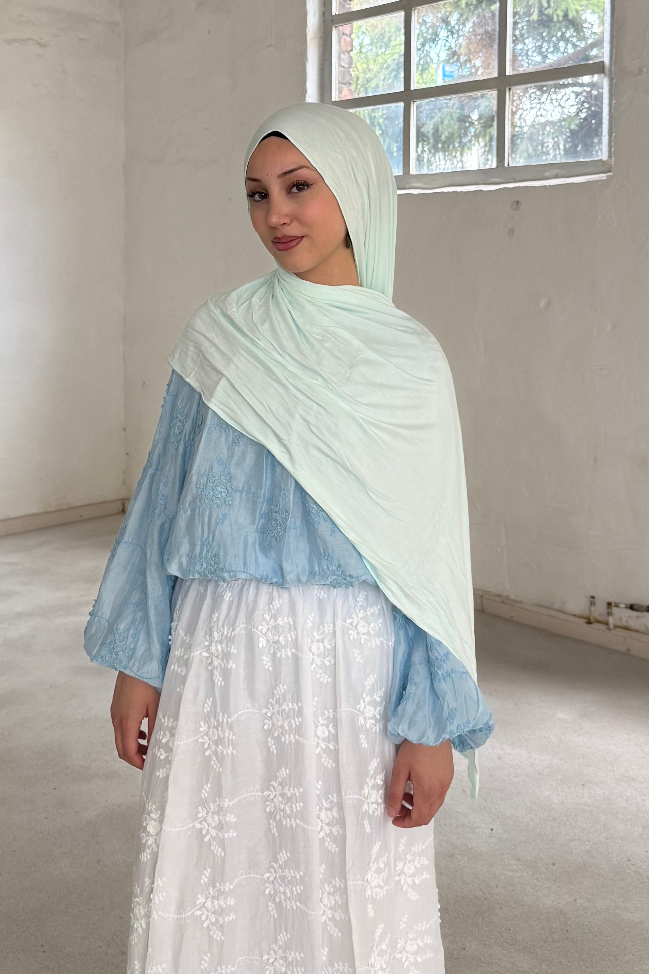 Premium Jersey in Eisblau