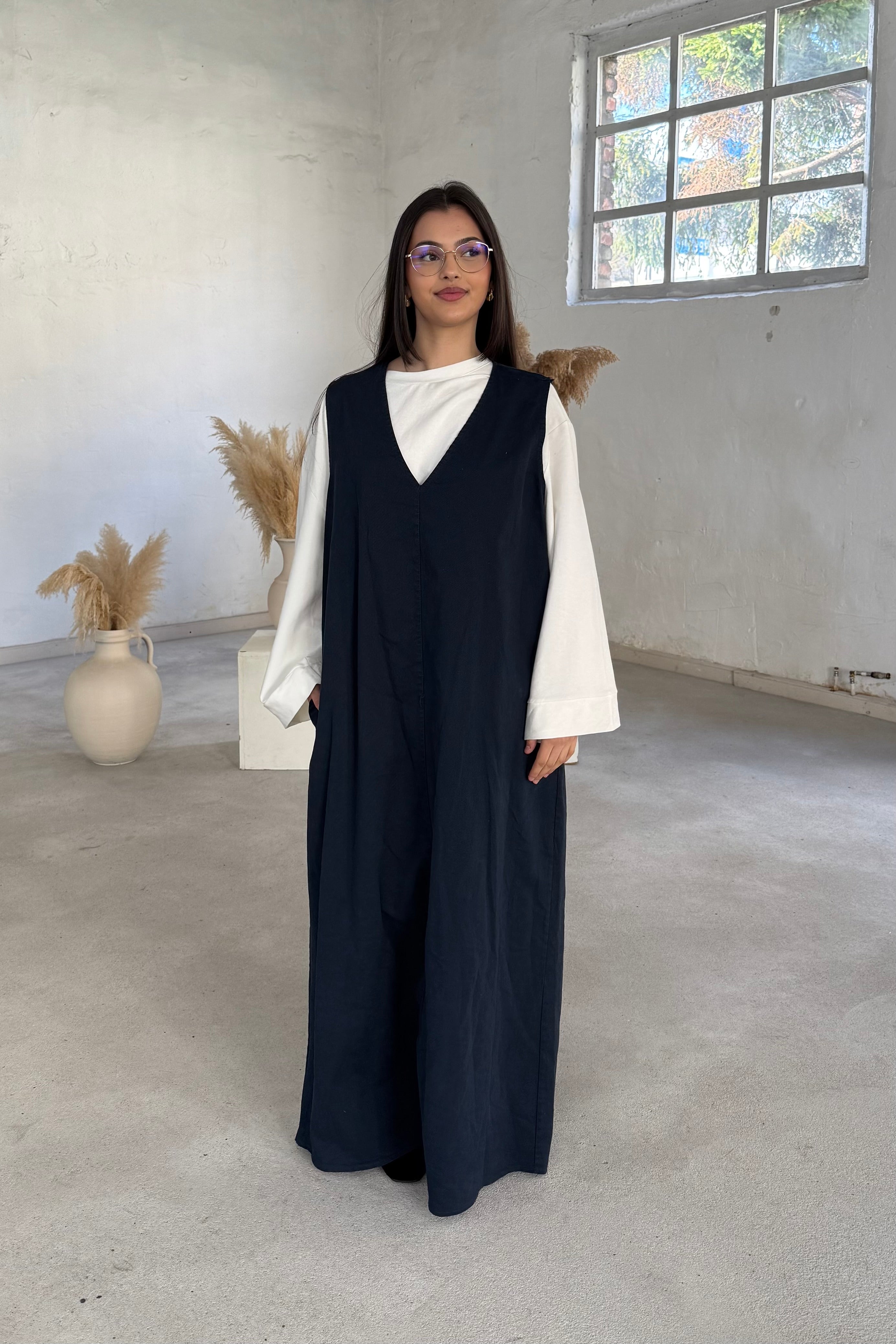 Lina Kurzarm Denimkleid