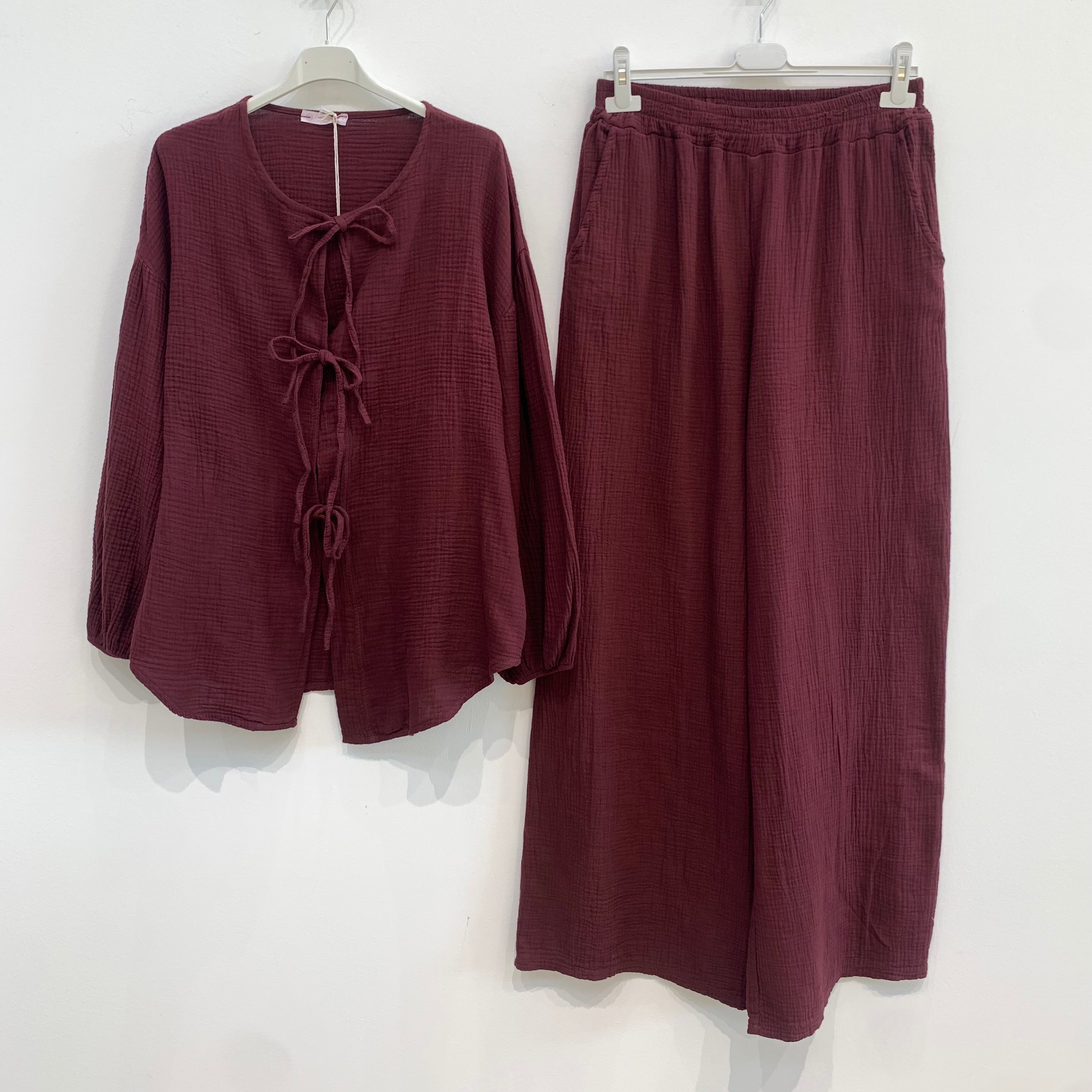 Musselin Hose 2-Teiler mit Bindedetail