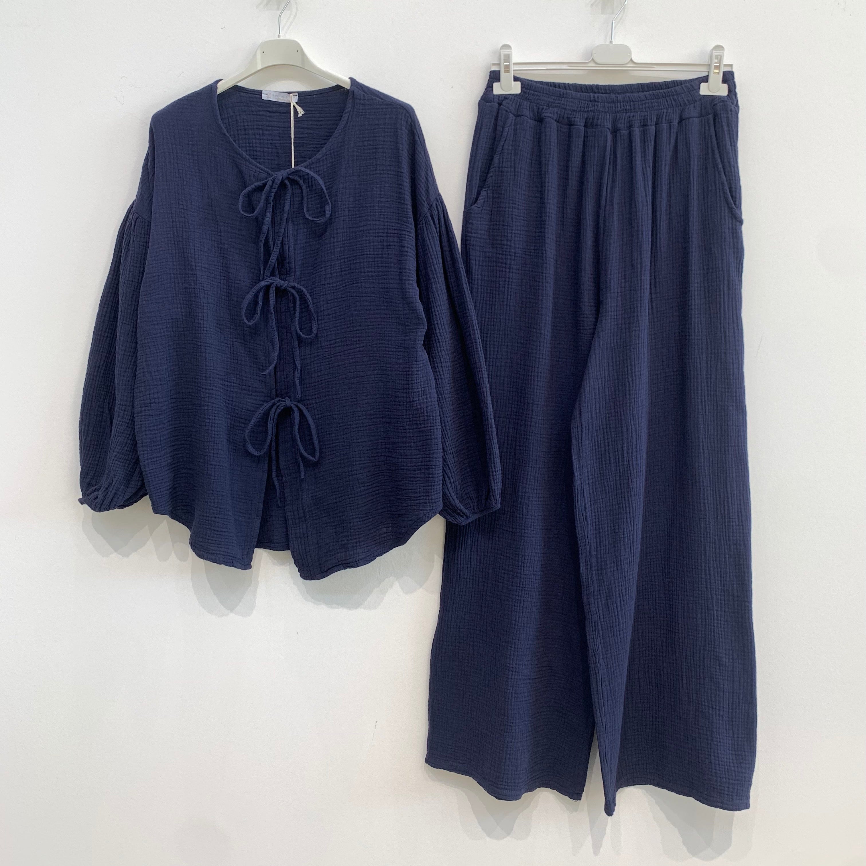 Musselin Hose 2-Teiler mit Bindedetail