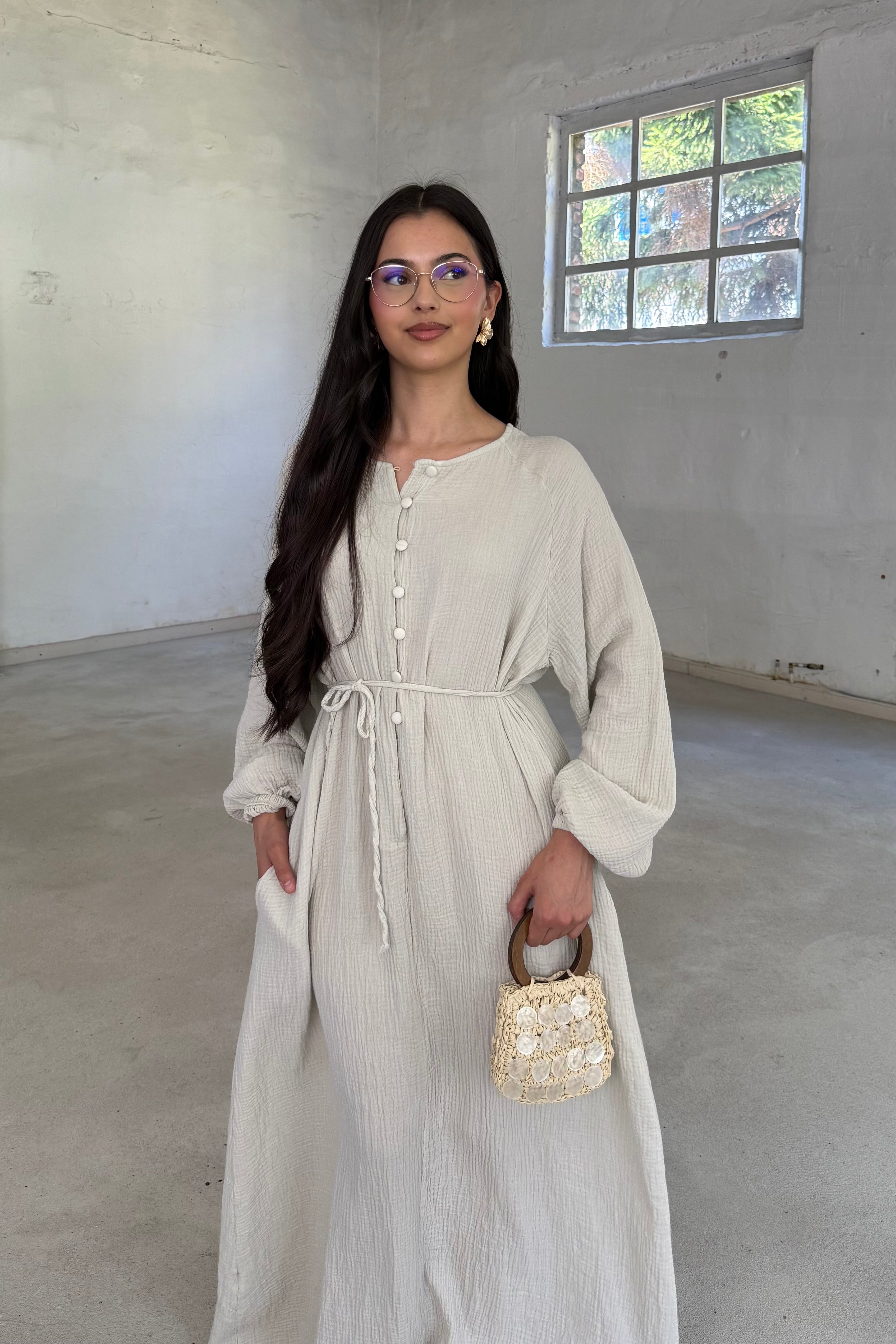 Mayla Musselin Kleid mit Knopfdetails