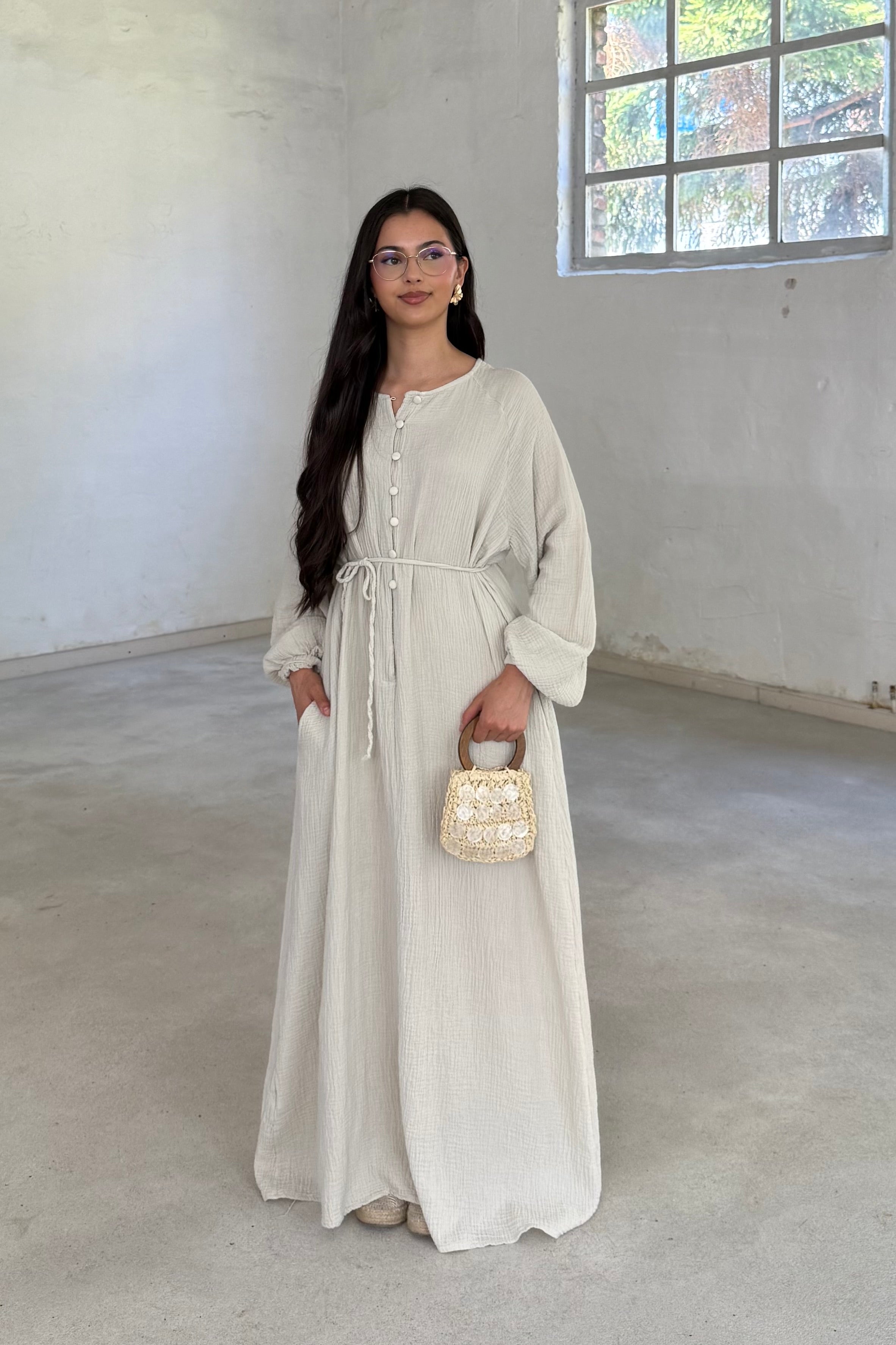 Mayla Musselin Kleid mit Knopfdetails