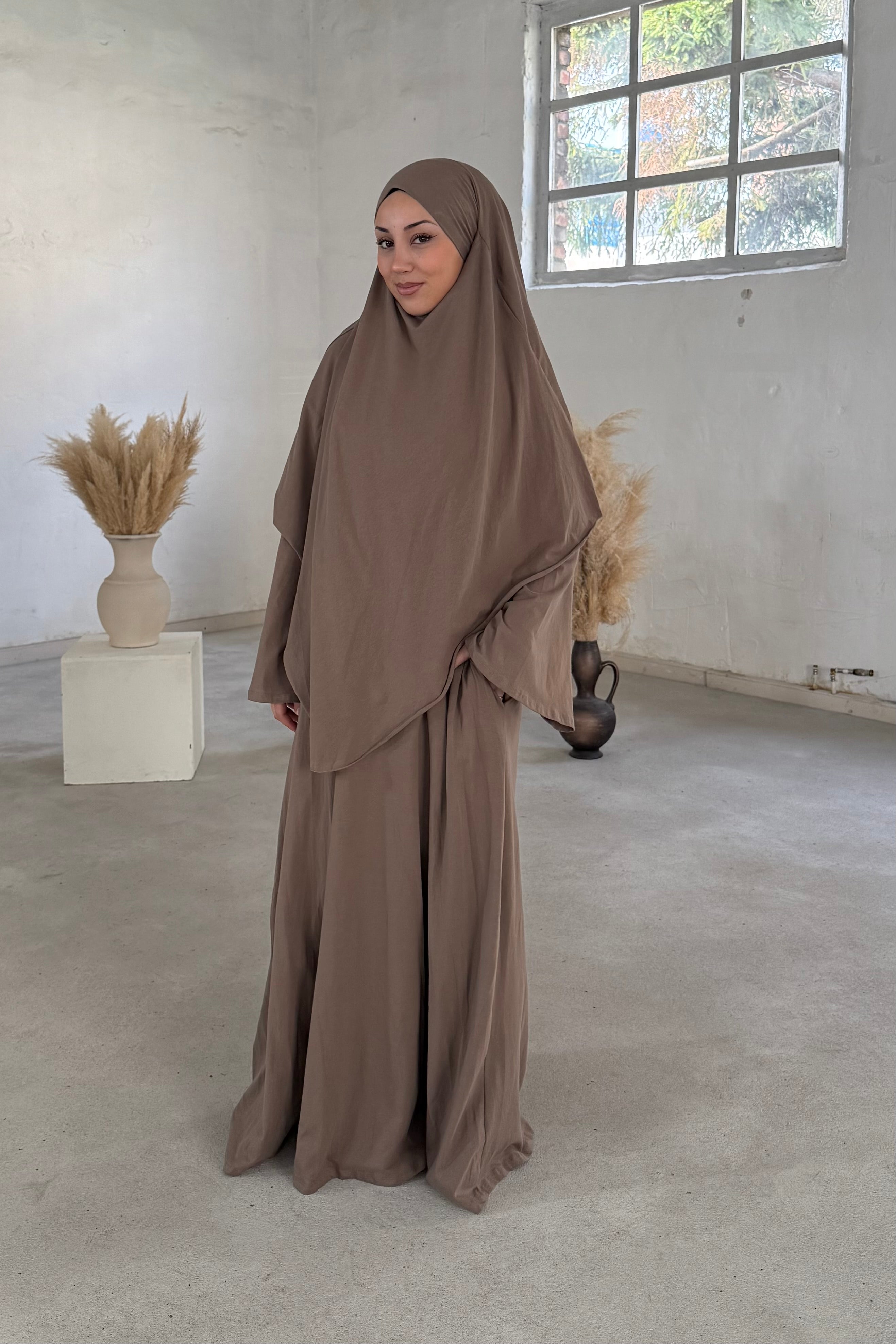 Abaya Set mit Khimar (95% Baumwolle)