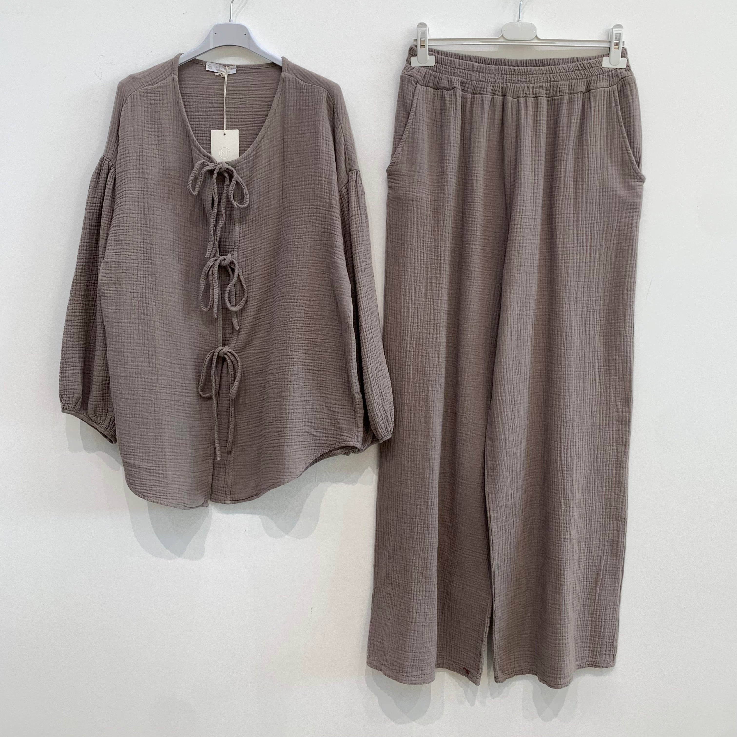 Musselin Hose 2-Teiler mit Bindedetail