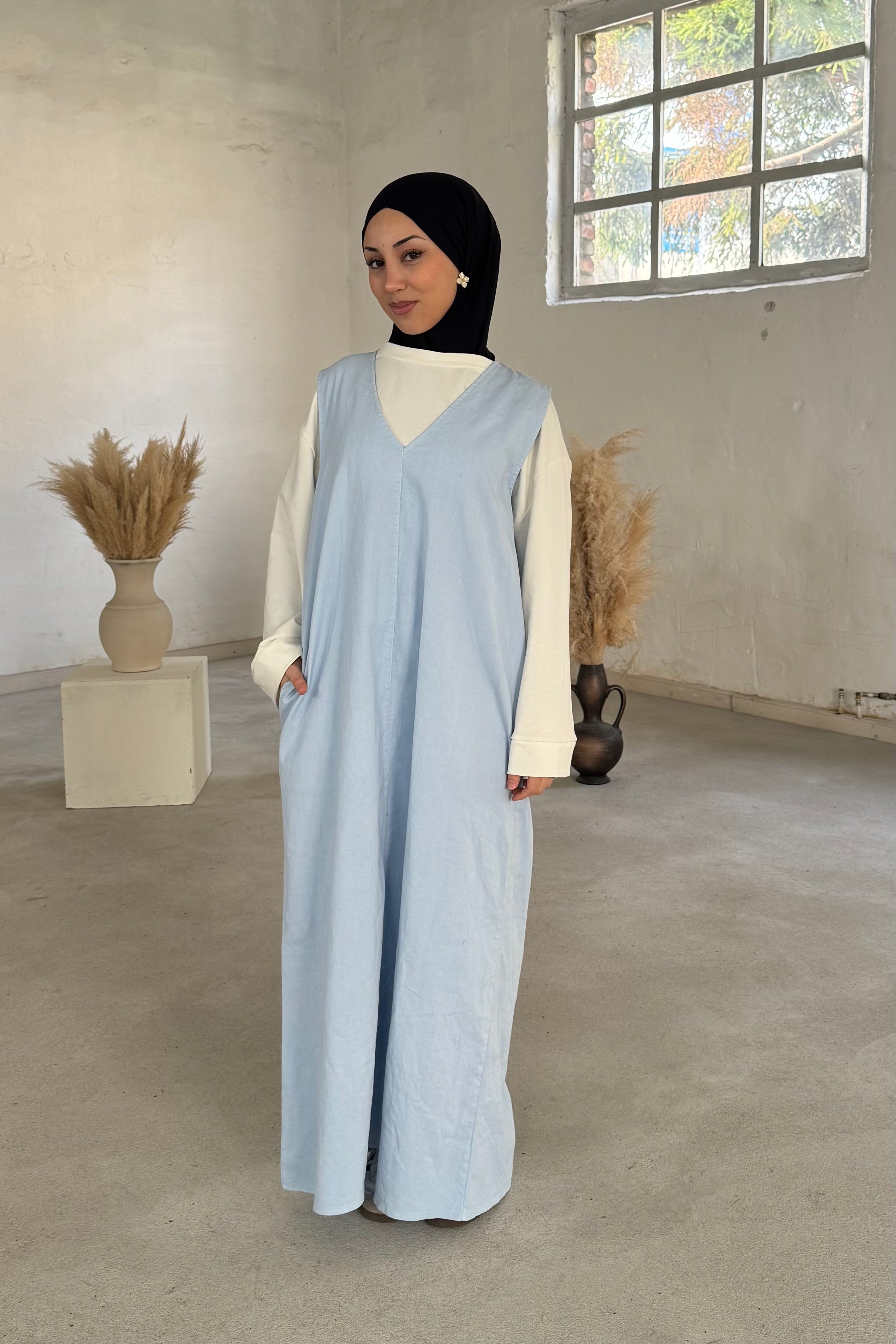 Lina Kurzarm Denimkleid