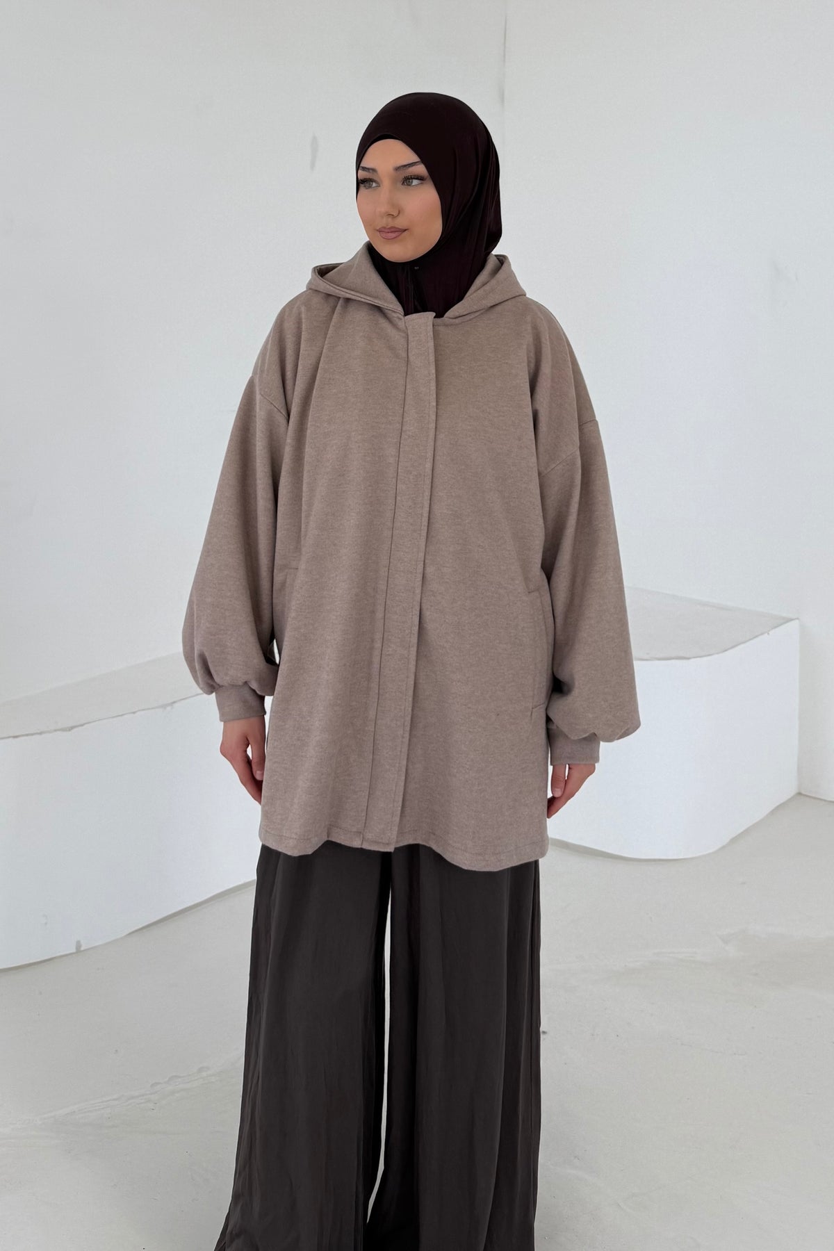 Hoodie Strickjacke in kurz