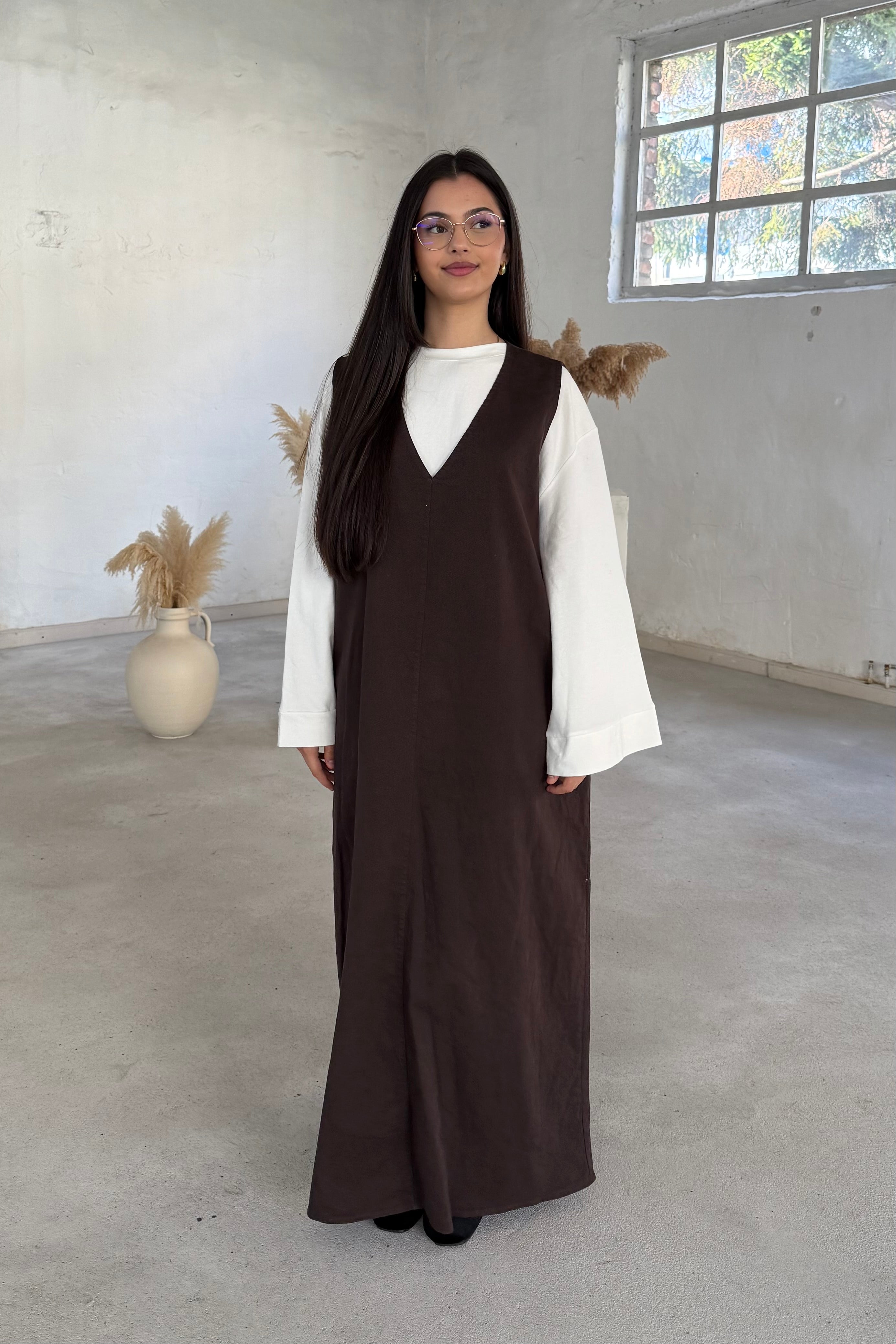 Lina Kurzarm Denimkleid