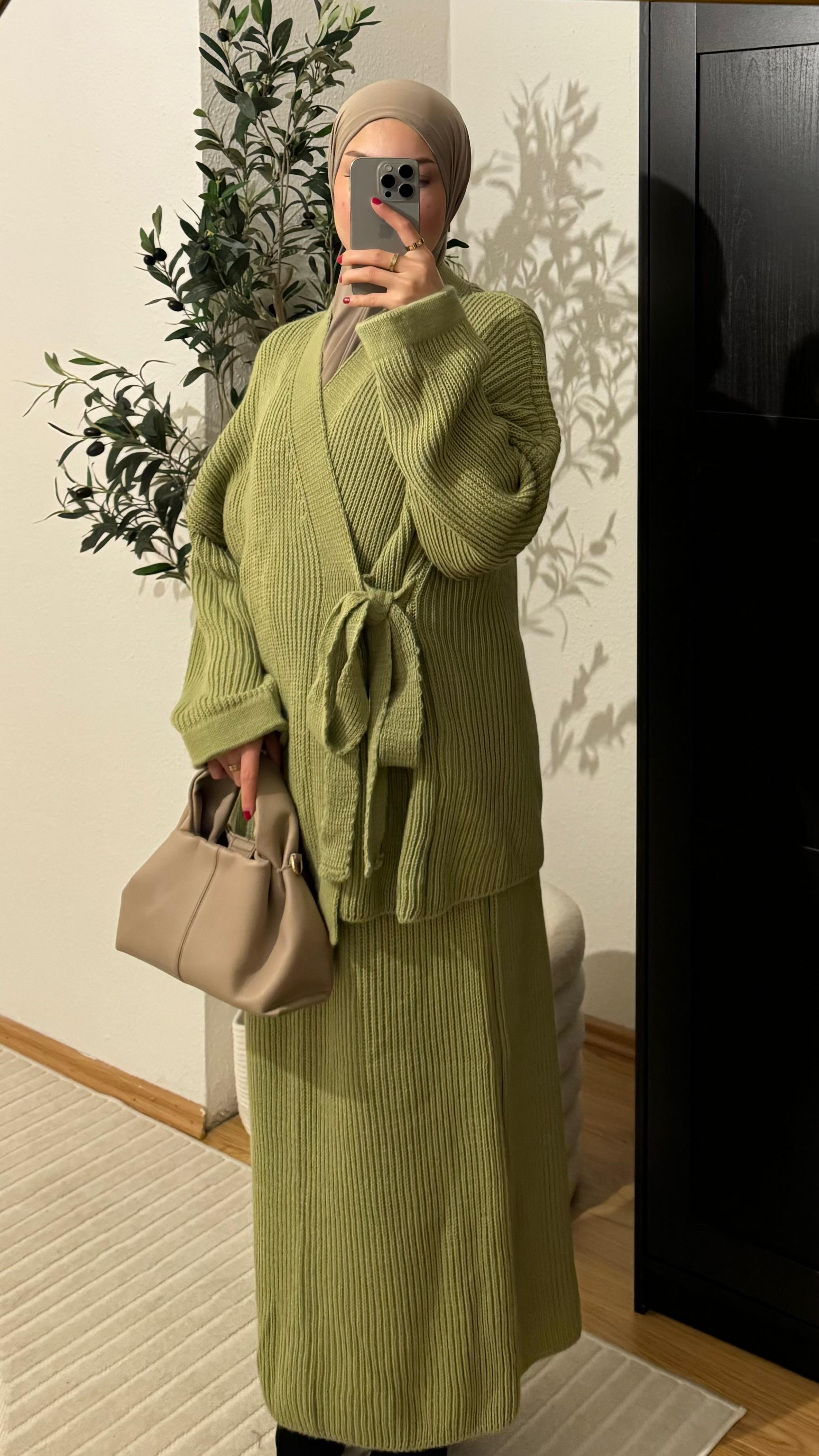 Bella Strick-Set in Avocado