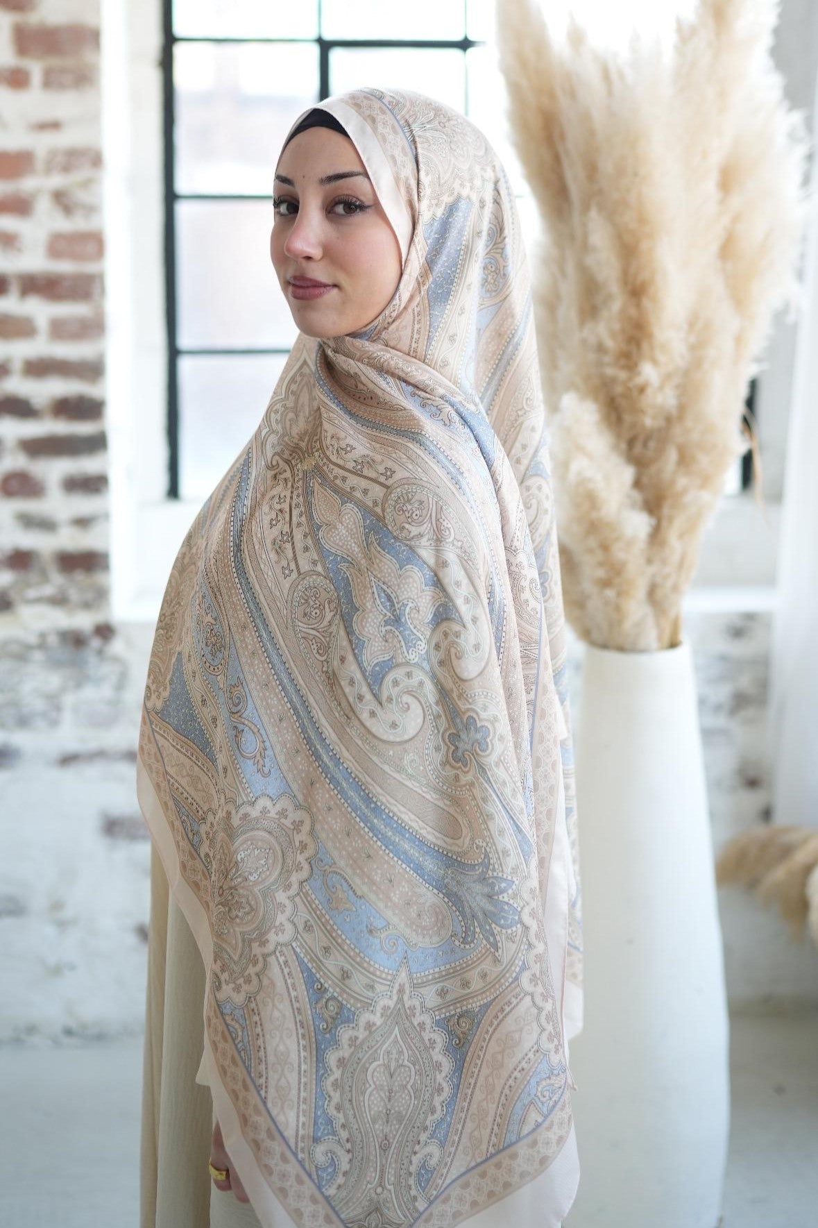 Soft Bohéme Hijab in Turquoise Wave