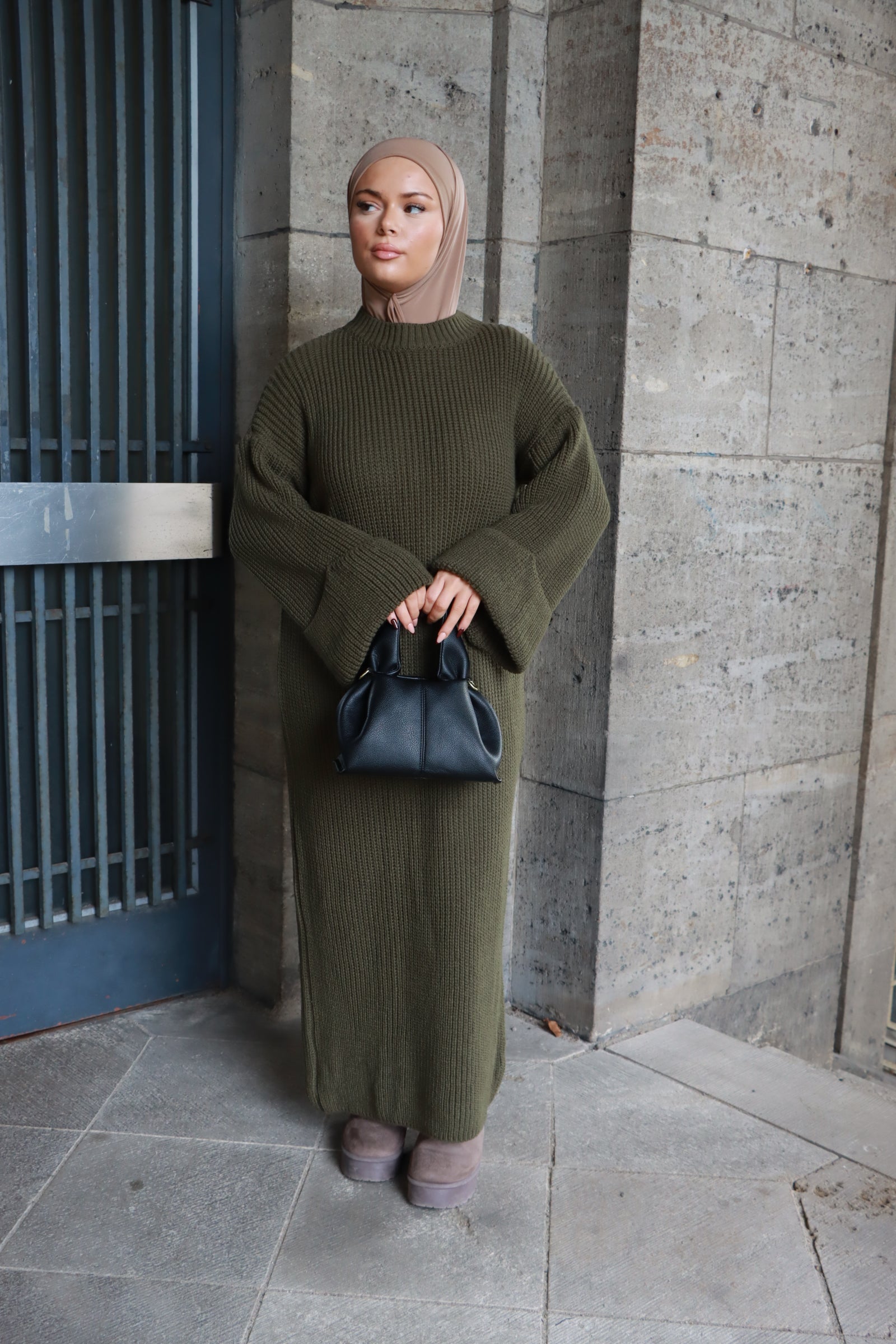 Cleo Strickkleid in Olivgrün